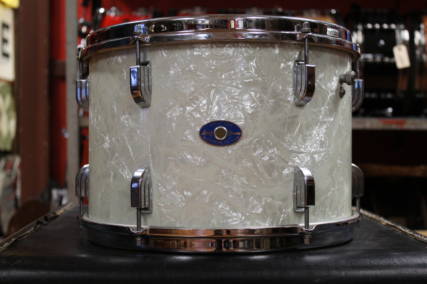 1960s Leedy Shelly Manne Outfit in White Marine Pearl 14x20 9x13 16x16