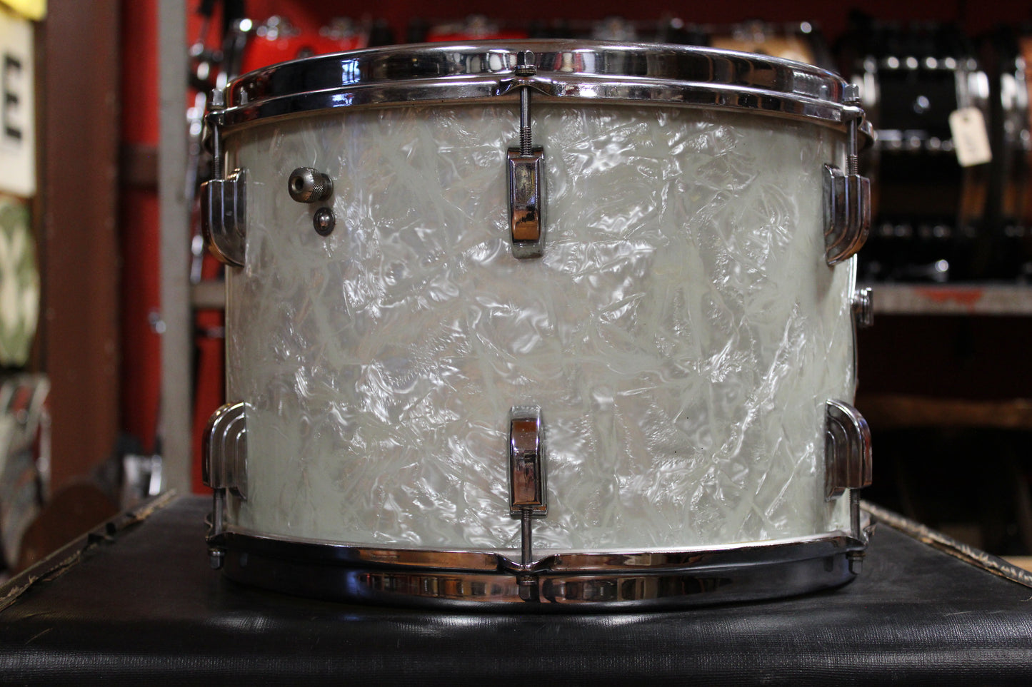 1960s Leedy Shelly Manne Outfit in White Marine Pearl 14x20 9x13 16x16