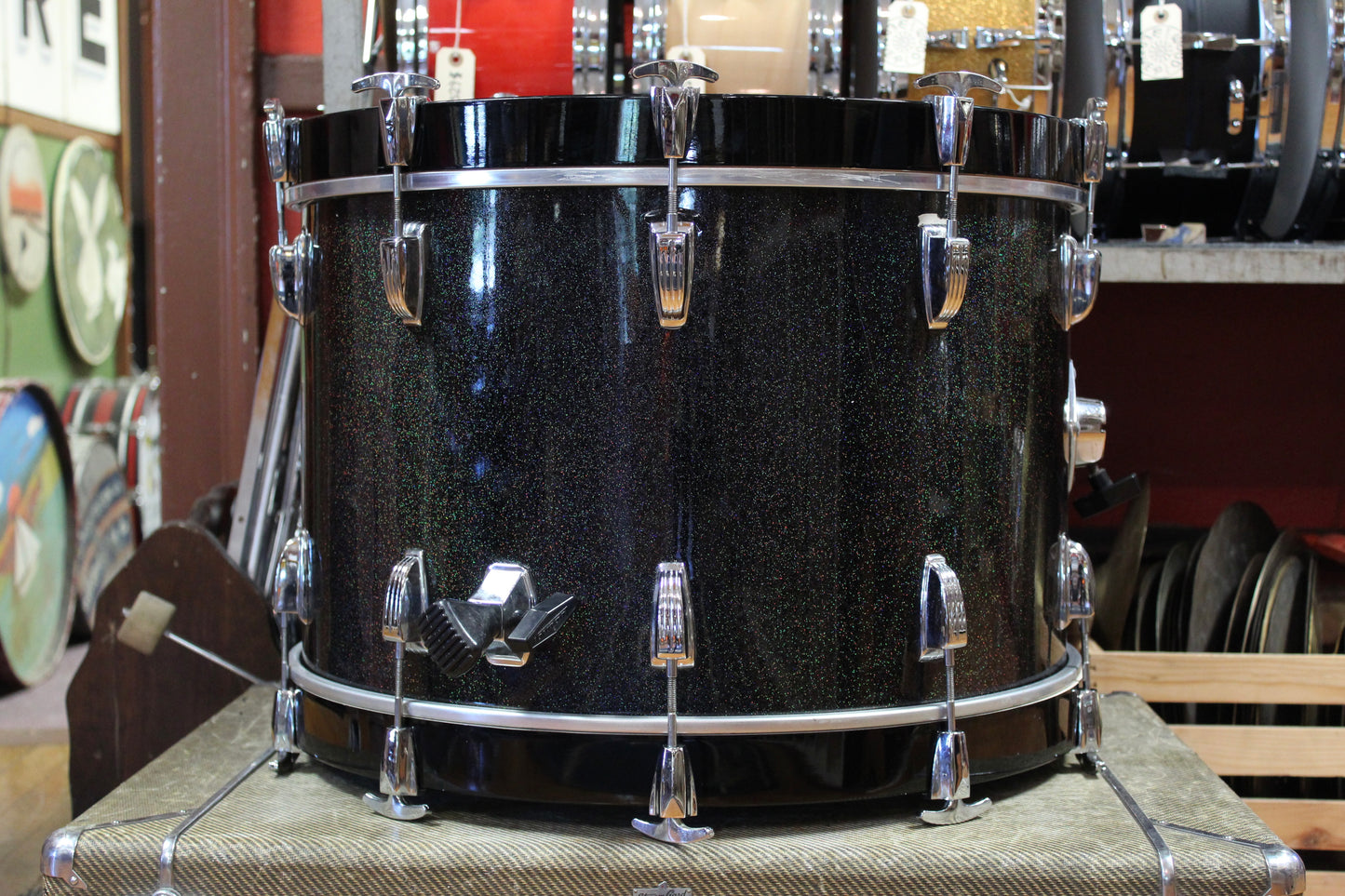1980s Ludwig Super Classic Outfit in Black Galaxy 14x22 9x13 16x16