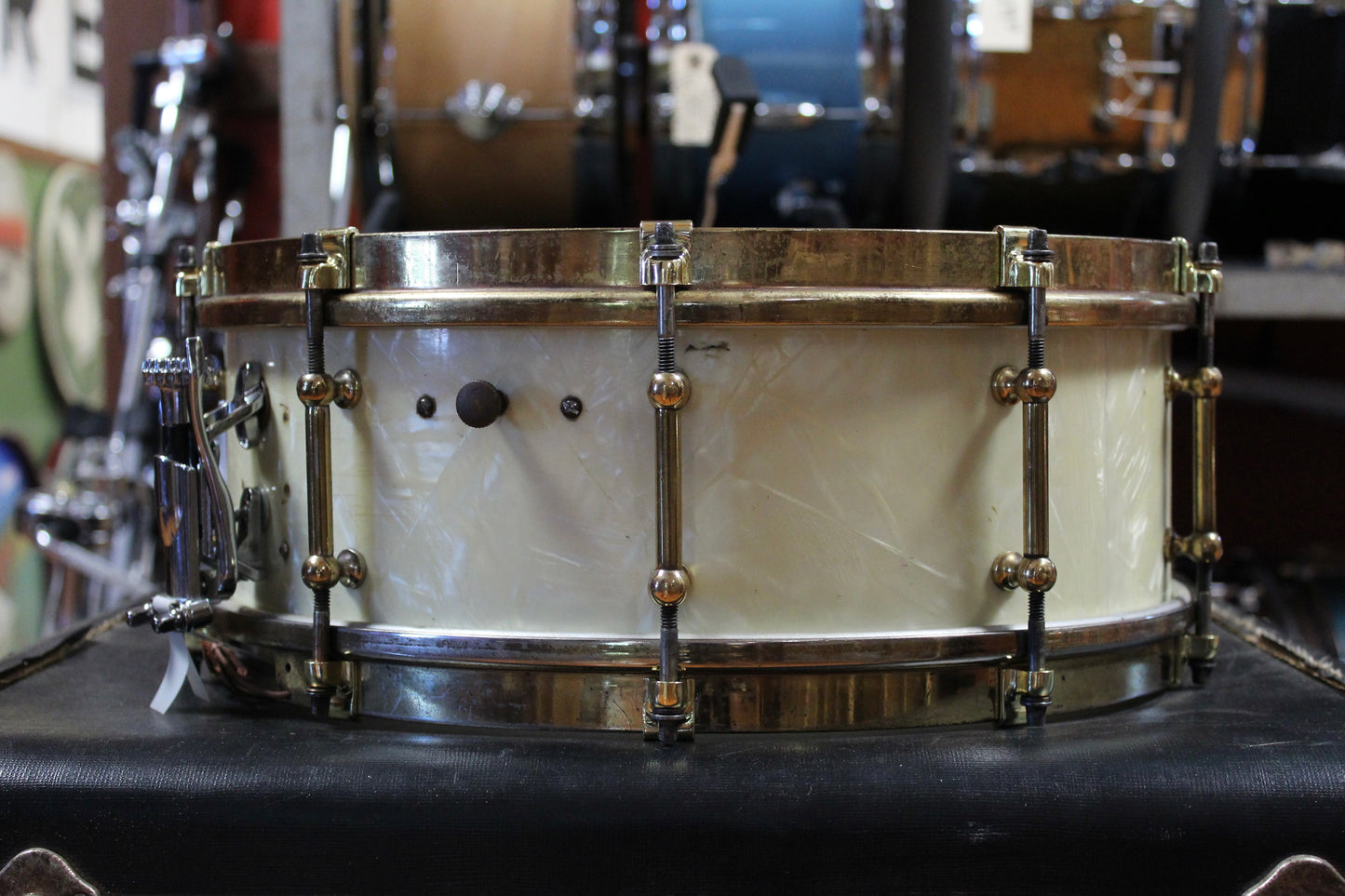 1930s Slingerland DuAll 5"x14" in White Marine Pearl