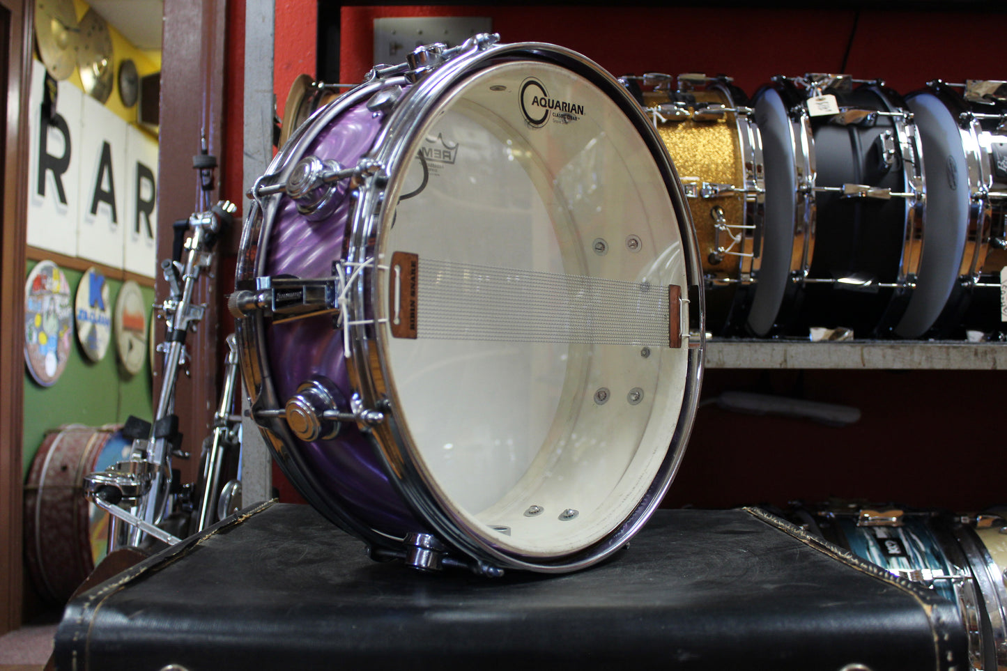 1970s Camco 5x14 Aristocrat Snare Drum in Purple Moire