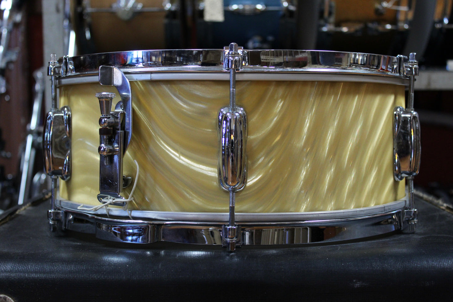 1960s Slingerland 5x14 Snare Drum in Gold Satin Flame