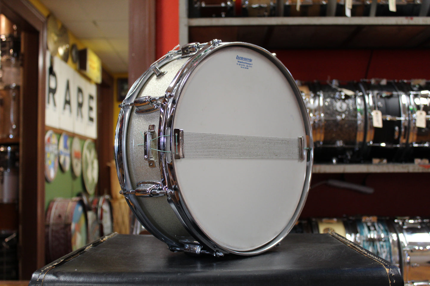 Late 1960s Ludwig 5.5x14 Standard Model Snare Drum in Silver Mist