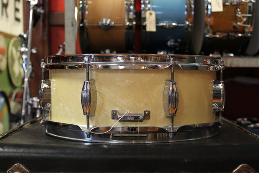 1960's Camco Orchestra Tuxedo Snare Drum in White Marine Pearl 5"x14"