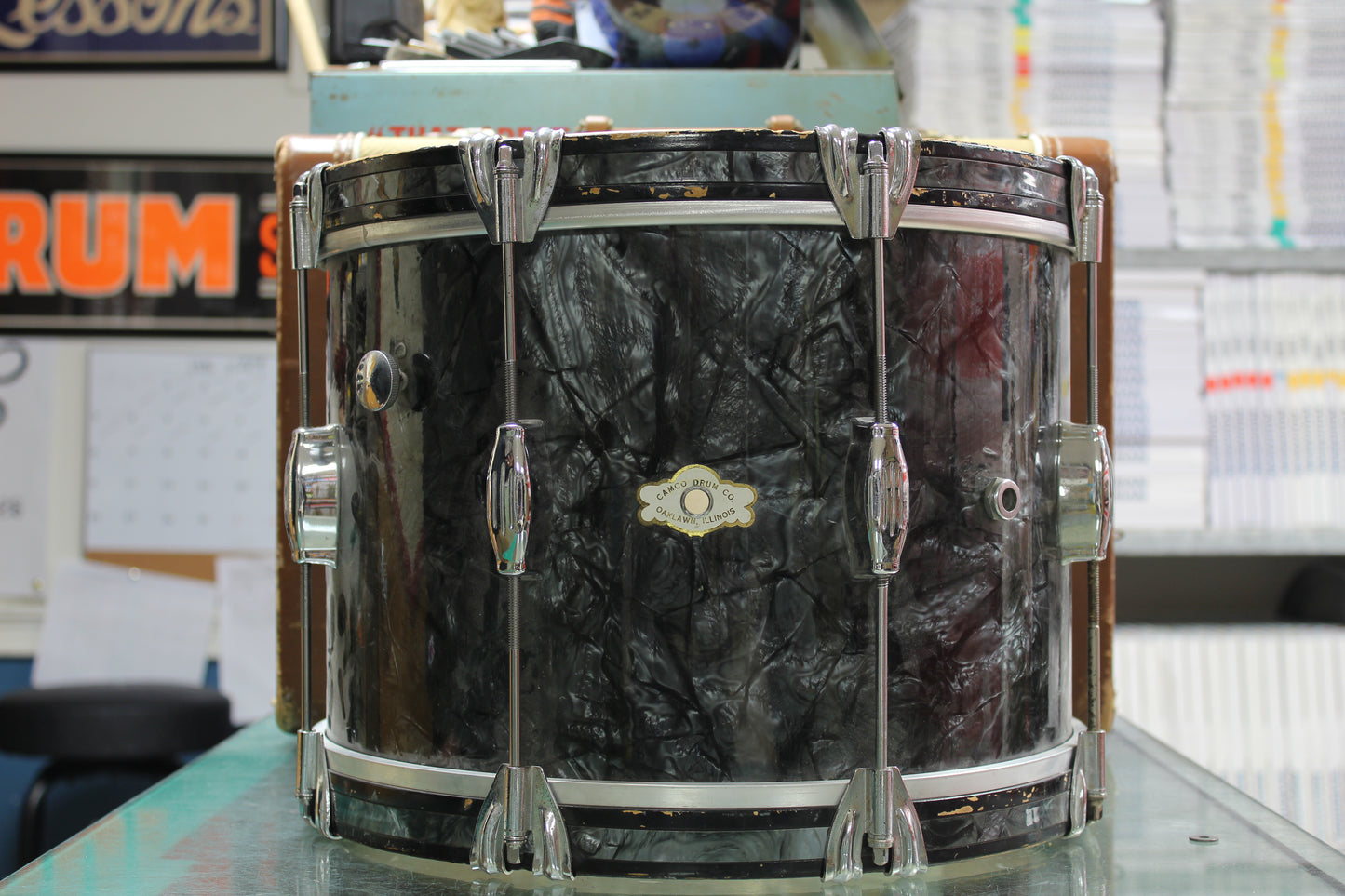 1960's Camco 10"x14" Tenor Drum in Black Diamond Pearl