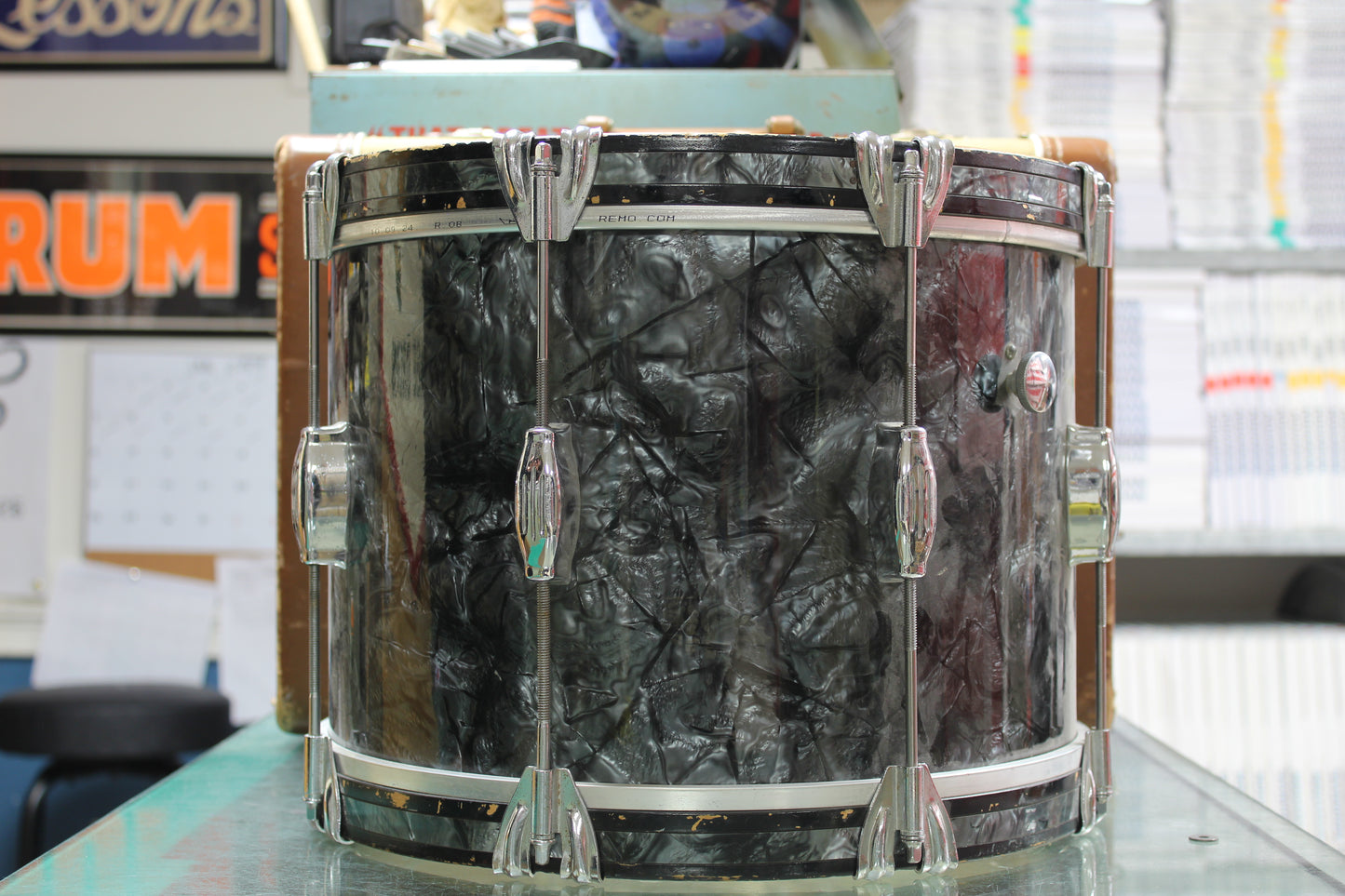 1960's Camco 10"x14" Tenor Drum in Black Diamond Pearl