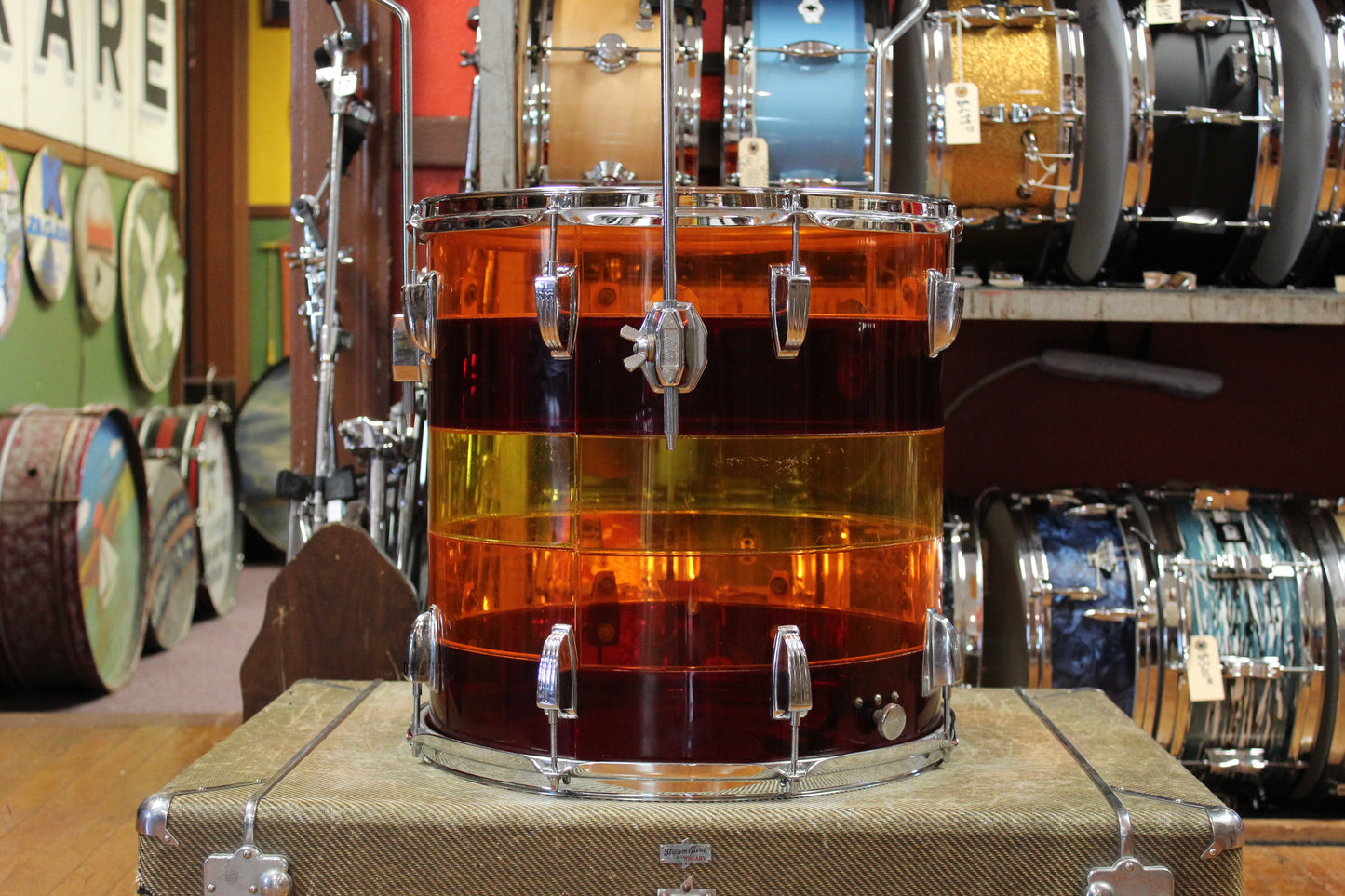1970s Ludwig 16x16 Vistalite Floor Tom in Tequila Sunrise Pattern B