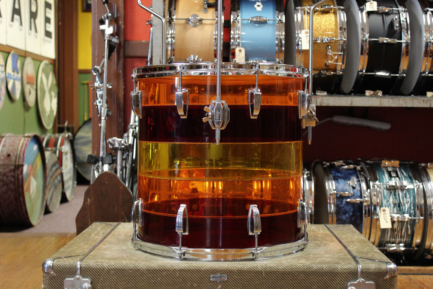 1970s Ludwig 16x16 Vistalite Floor Tom in Tequila Sunrise Pattern B