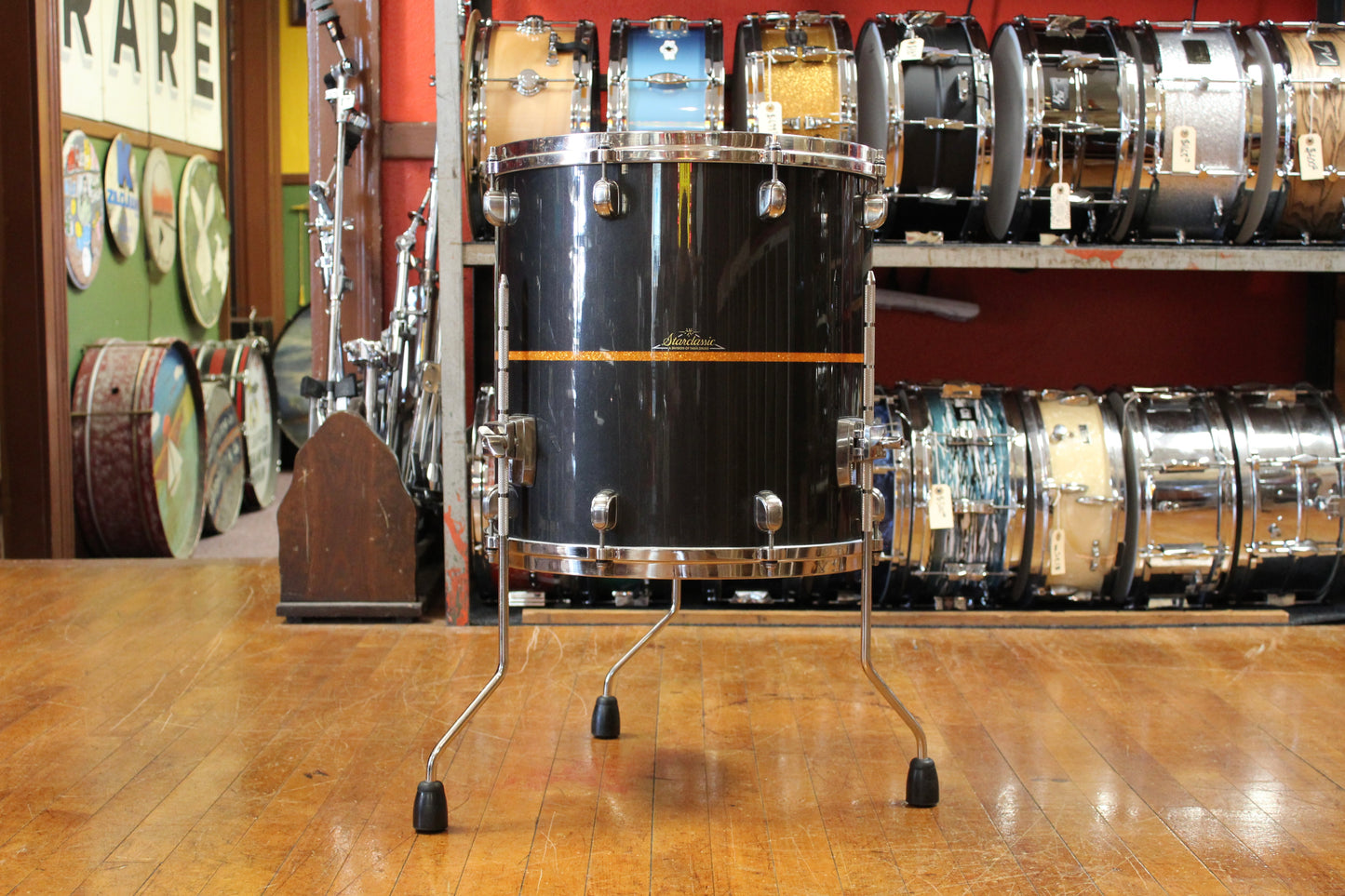 Tama Starclassic Bubinga Elite Outfit in Black Metallic with Gold Inlay 18x22 16x16 12x14 10x12 9x10