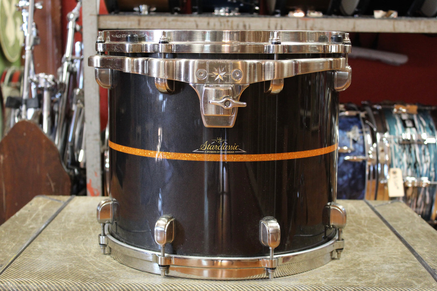 Tama Starclassic Bubinga Elite Outfit in Black Metallic with Gold Inlay 18x22 16x16 12x14 10x12 9x10