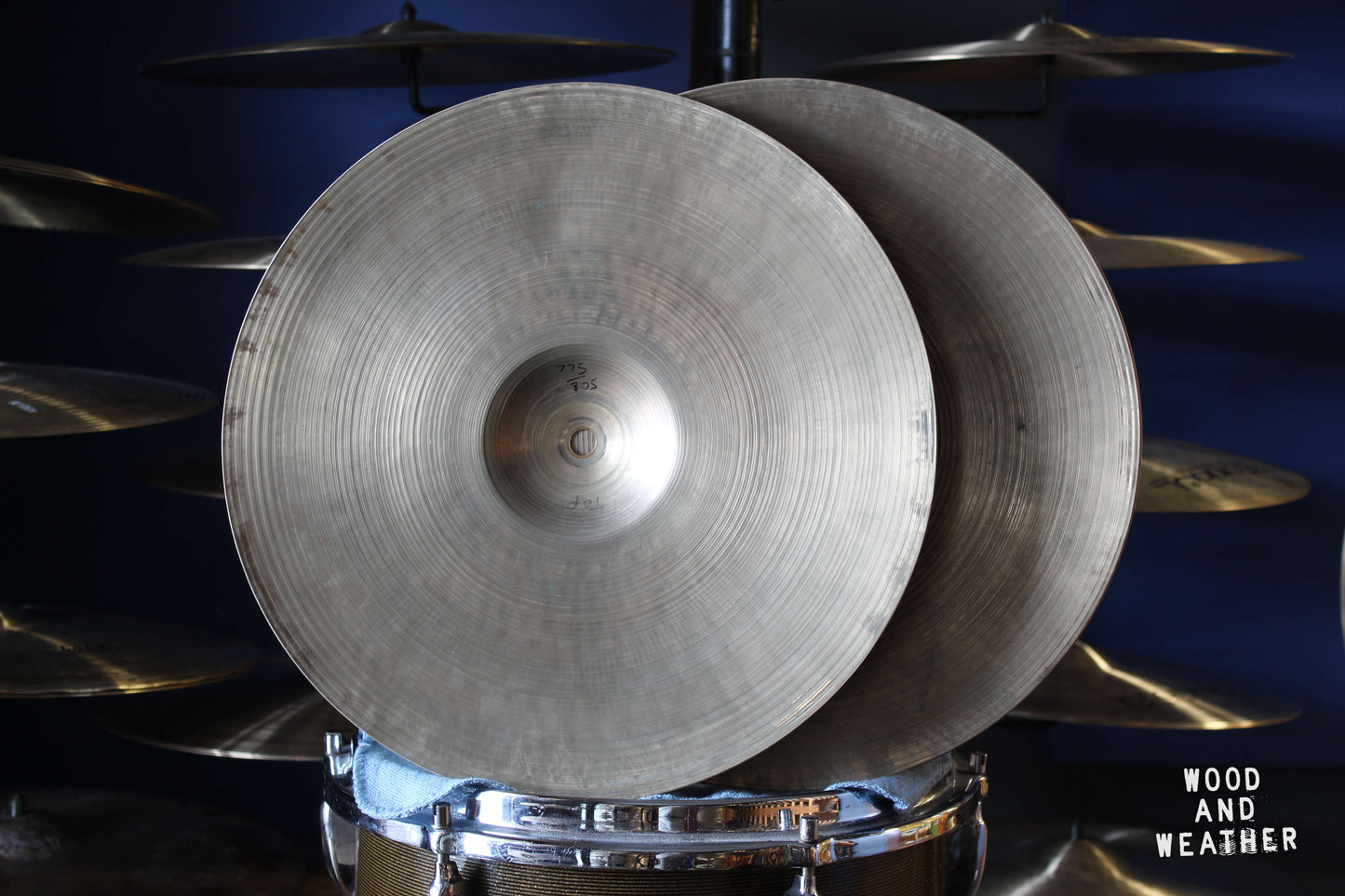 1950s A. Zildjian 14" Small Stamp Hi-Hat Cymbals 775/805g