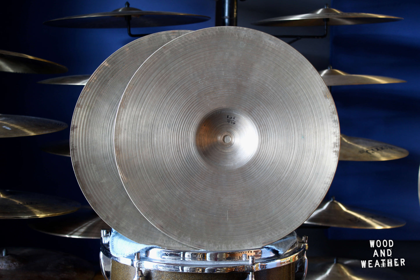 1950s A. Zildjian 14" Small Stamp Hi-Hat Cymbals 775/805g