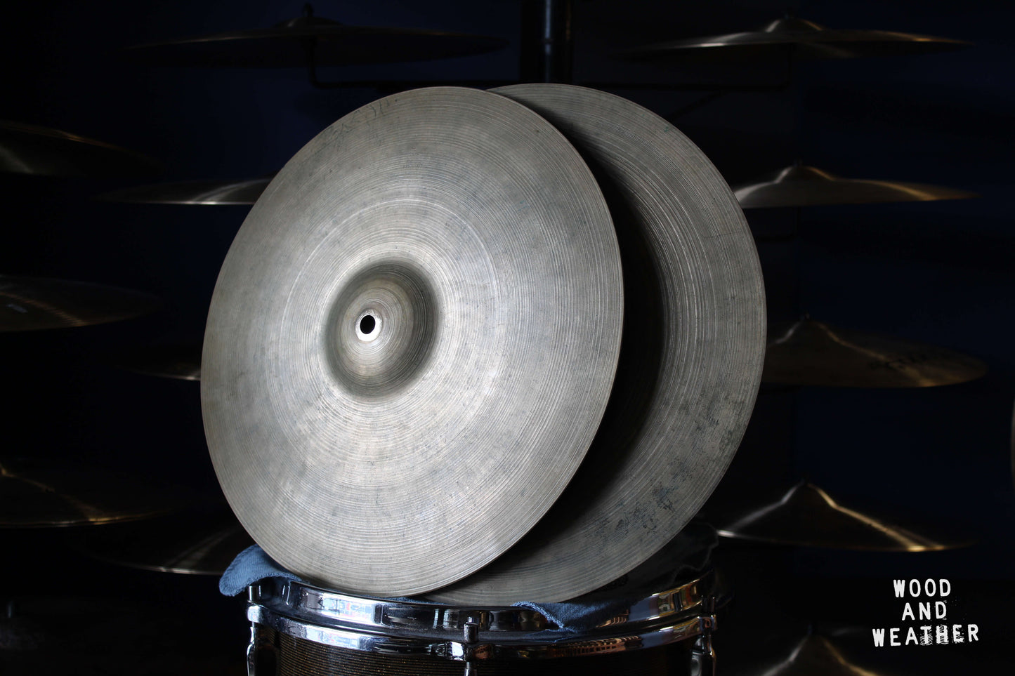 1950s A. Zildjian 14" Small Stamp Hi-Hat Cymbals 775/805g