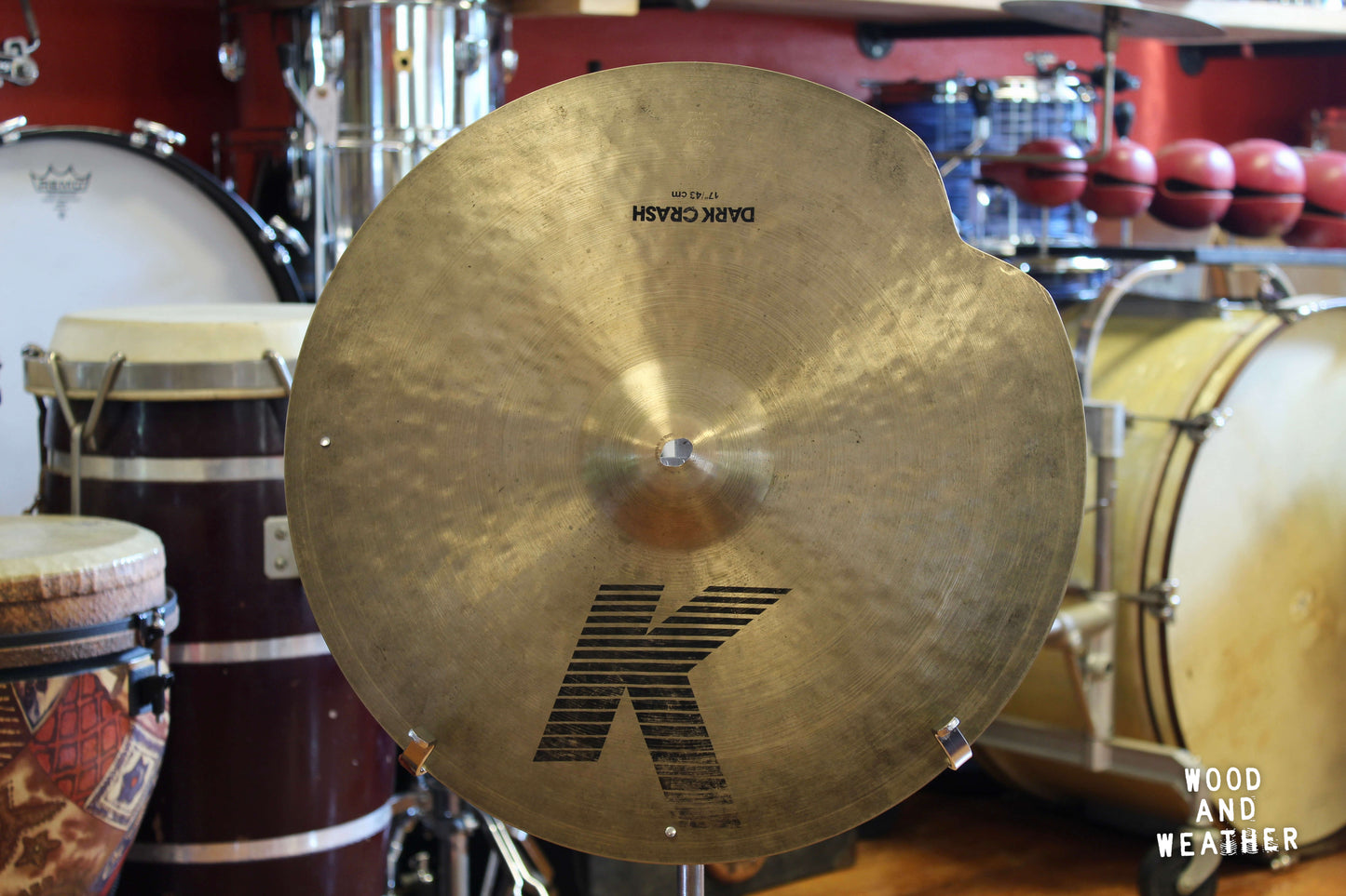 1990s Zildjian 17" EAK K Series Dark Crash Cymbal 1110g (Carved Crack)