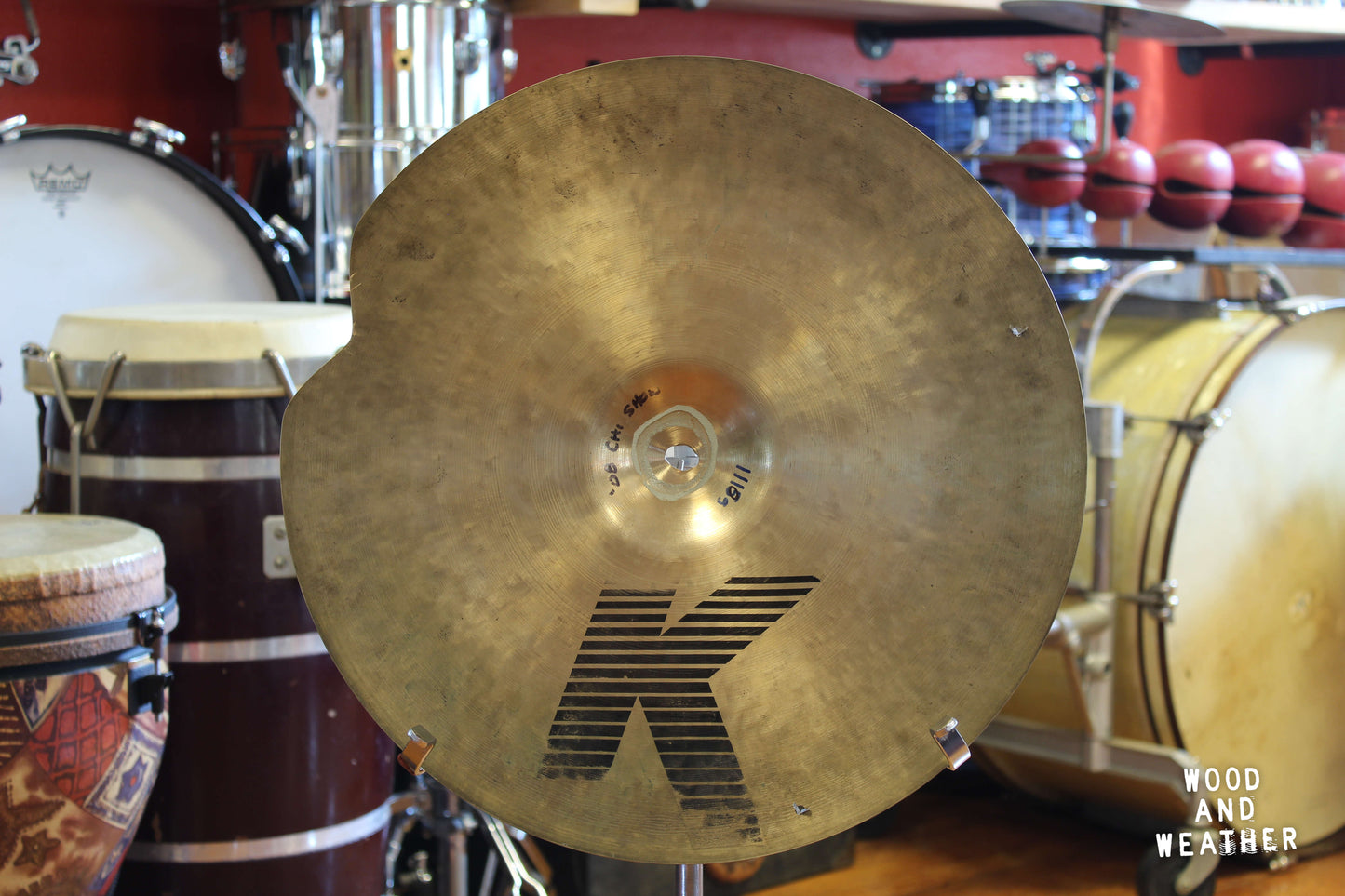 1990s Zildjian 17" EAK K Series Dark Crash Cymbal 1110g (Carved Crack)