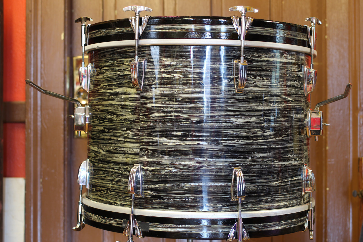 1968 Ludwig 'Downbeat' Outfit in Oyster Black Pearl 14x20 14x14 8x12