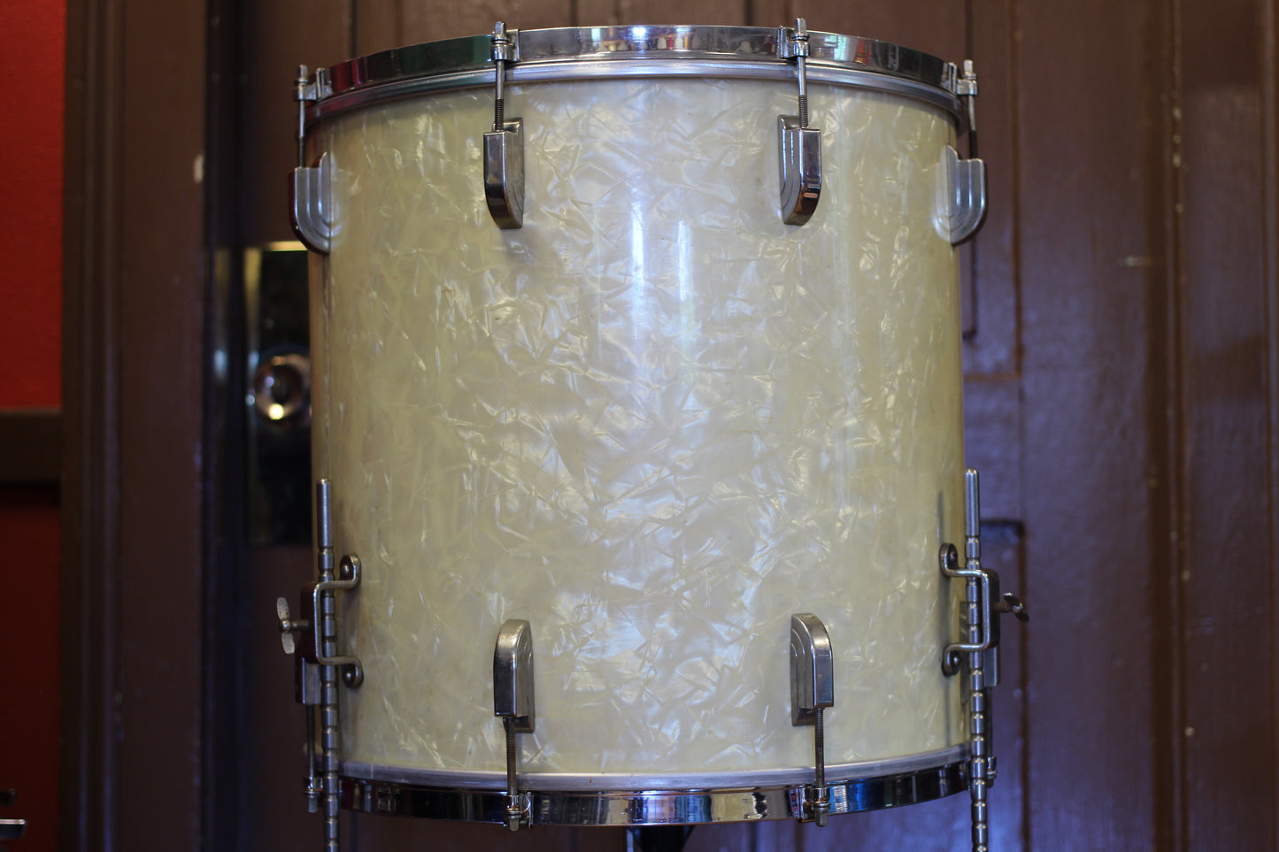1950's Leedy & Ludwig Broadway in White Marine Pearl 14x24 16x16 9x13