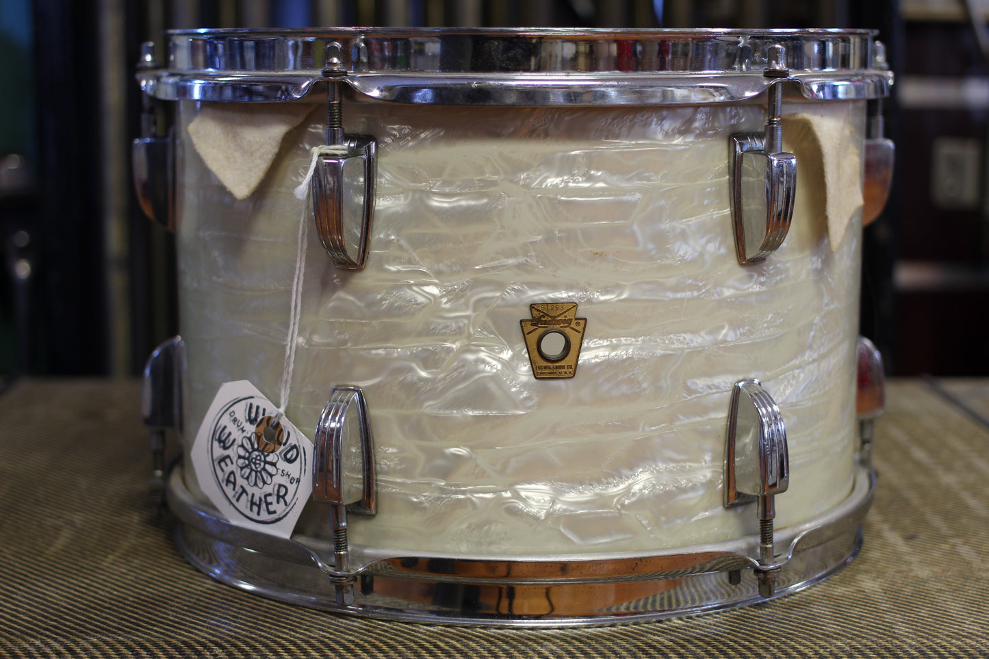 1964 Ludwig Downbeat in White Marine Pearl 14x20 14x14 8x12