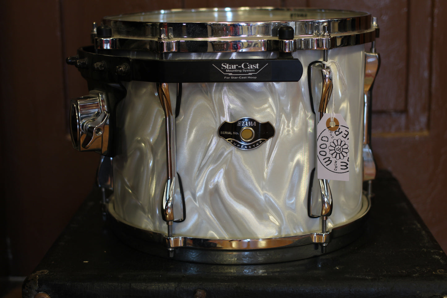 Used Tama Superstar Hyperdrive Kit in White Satin Flame 18x22 16x16 9x12