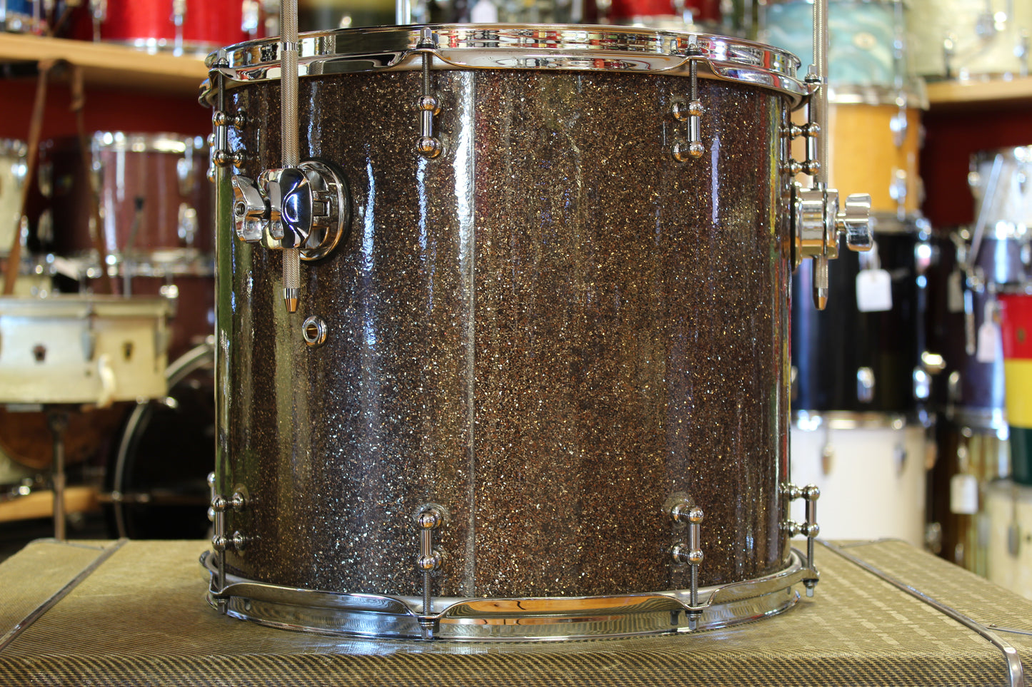 SJC Custom Drum Kit in Ginger Glass Glitter 12x26 14x16 8x12