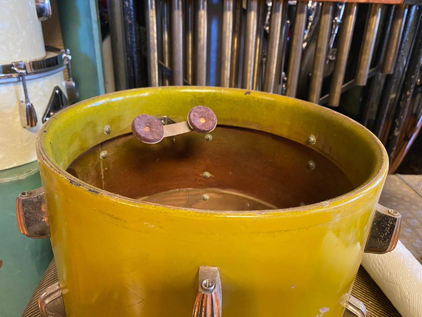 1940's Slingerland Radioking in Mustard Yellow Lacquer 14x20 16x16 12x14 9x13