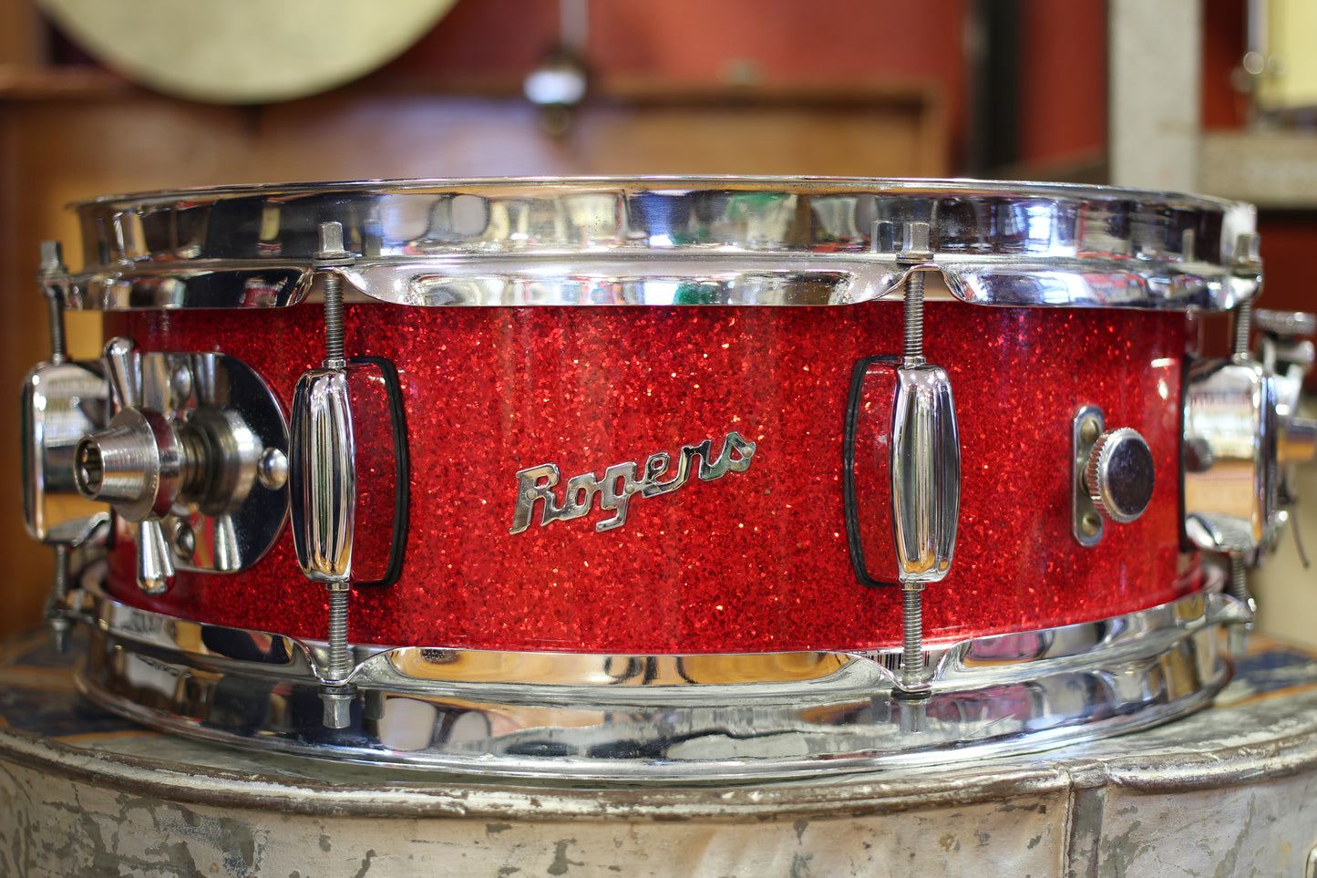 1960's Rogers 5"x14" Holiday Snare Drum in Sparkling Red Pearl