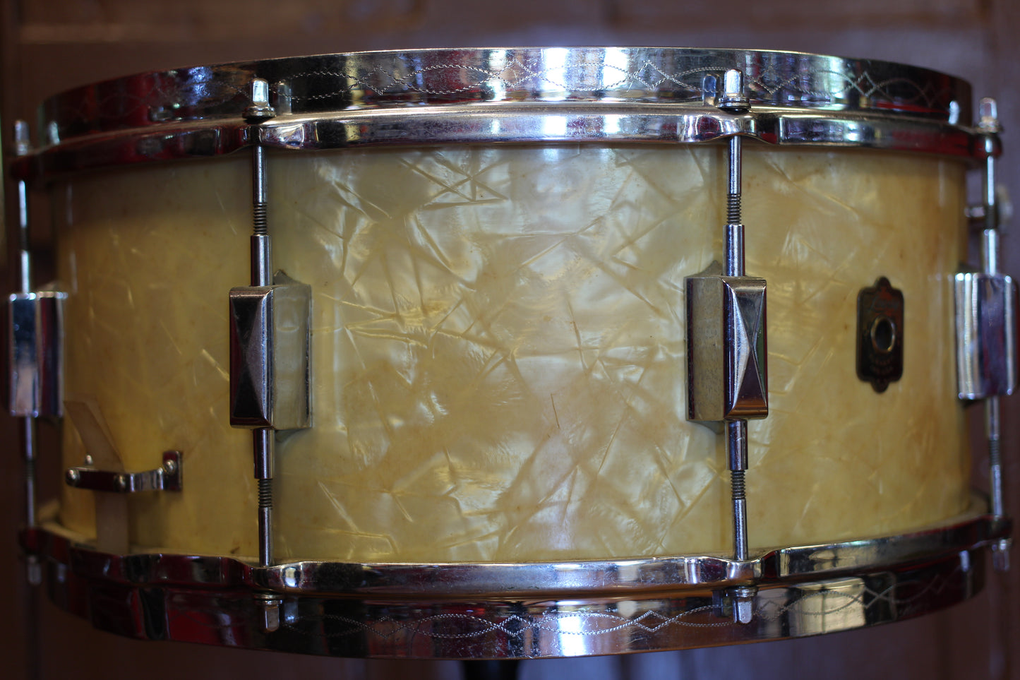 1938 Leedy 6.5"x14" Broadway Standard in White Marine Pearl
