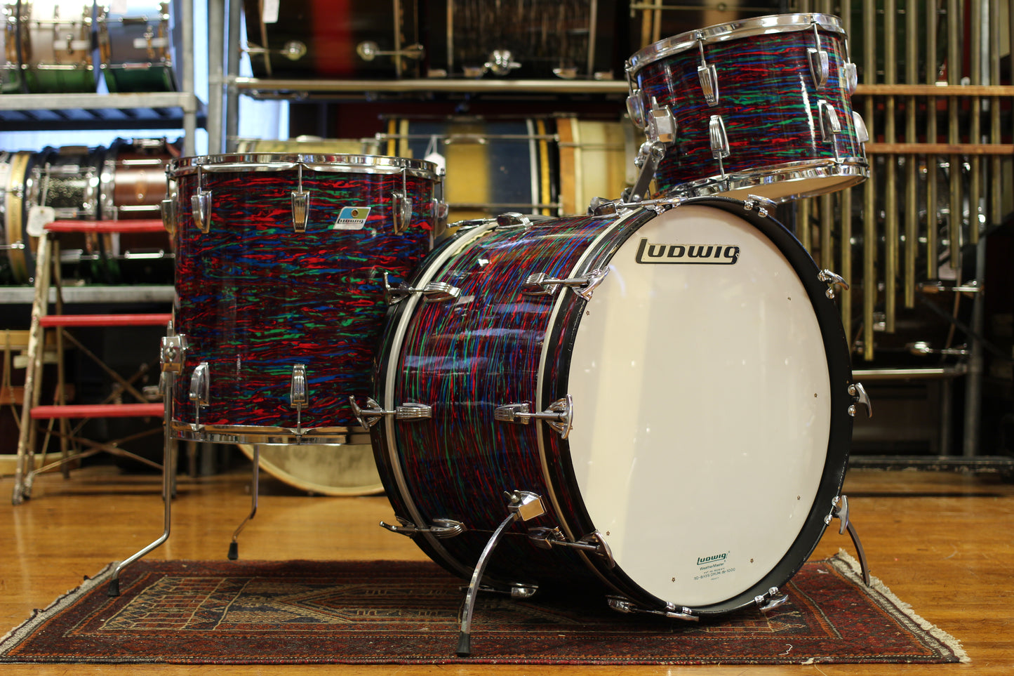 1976 Ludwig Super Classic in Psychedelic Red 14x22 16x16 9x13