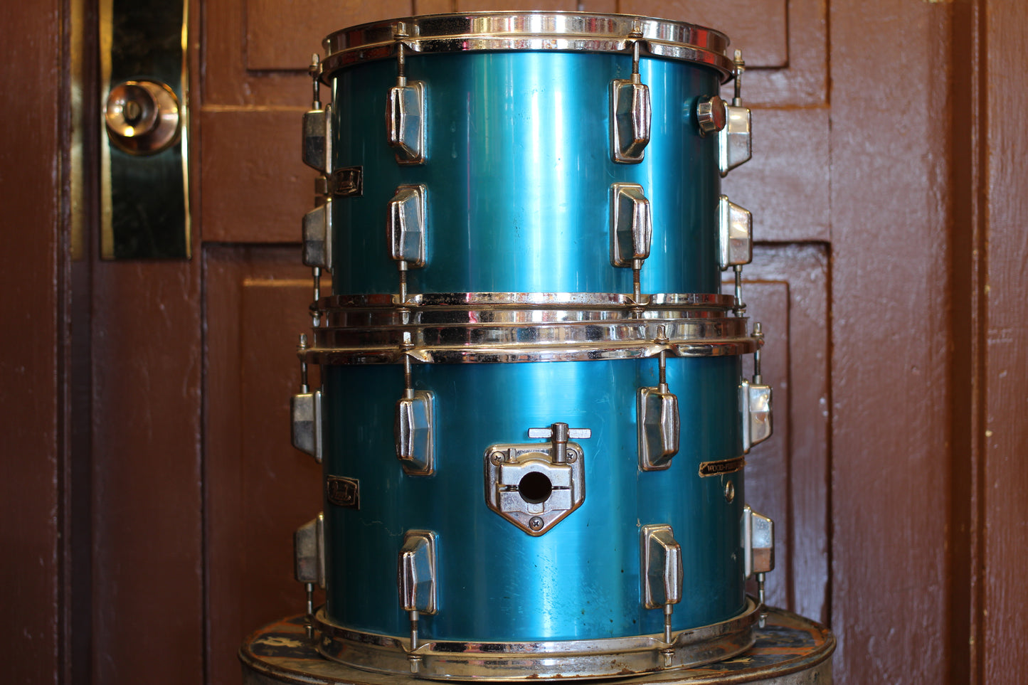 1980's Pearl Professional Wood-Fiberglass in Blue Flash 14x22 16x16 9x13 8x12