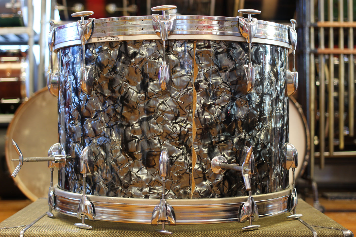 1970's Gretsch 'Blackhawk' in Black Diamond Pearl 14x22 16x16 9x13 8x12
