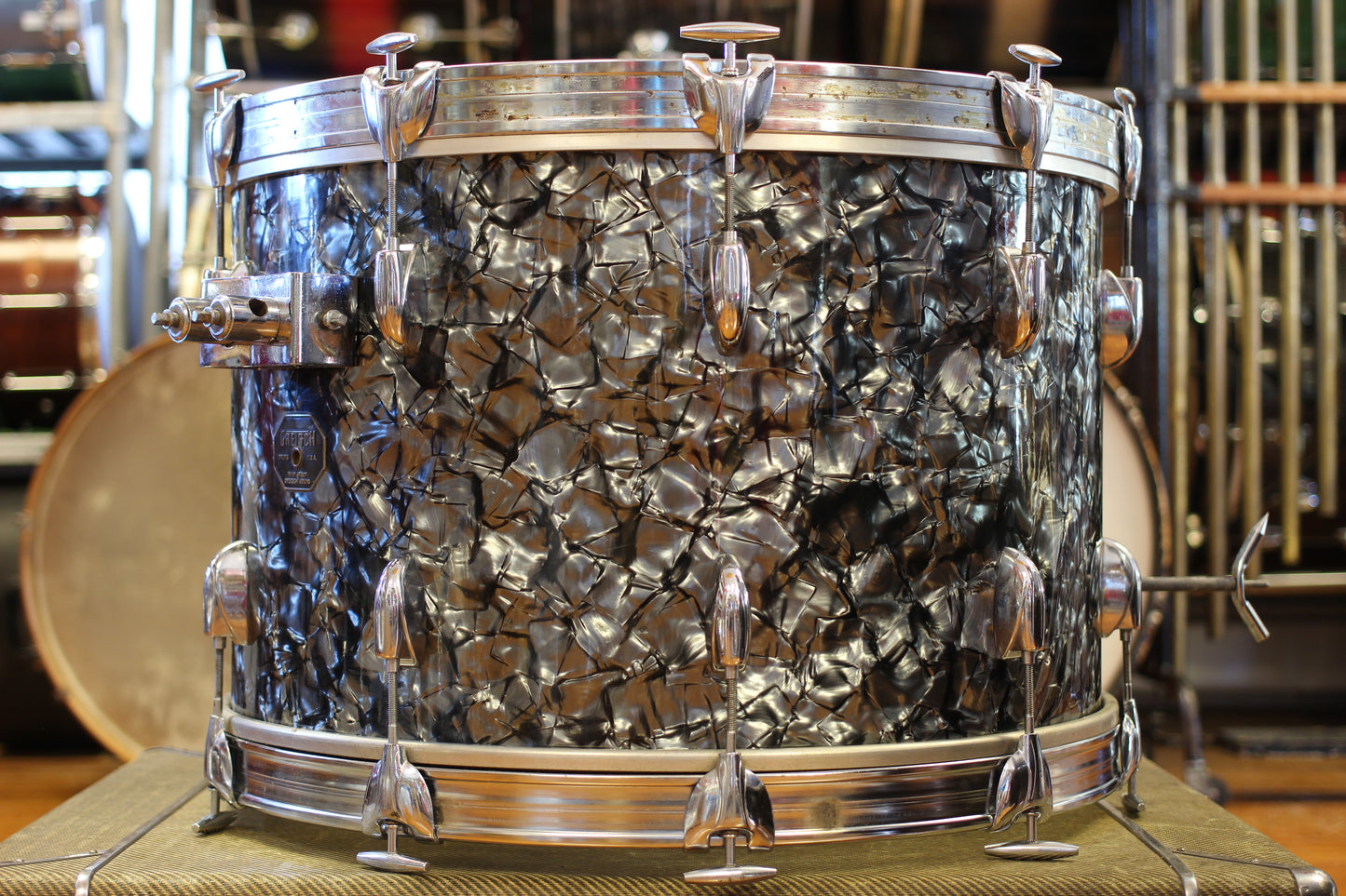 1970's Gretsch 'Blackhawk' in Black Diamond Pearl 14x22 16x16 9x13 8x12