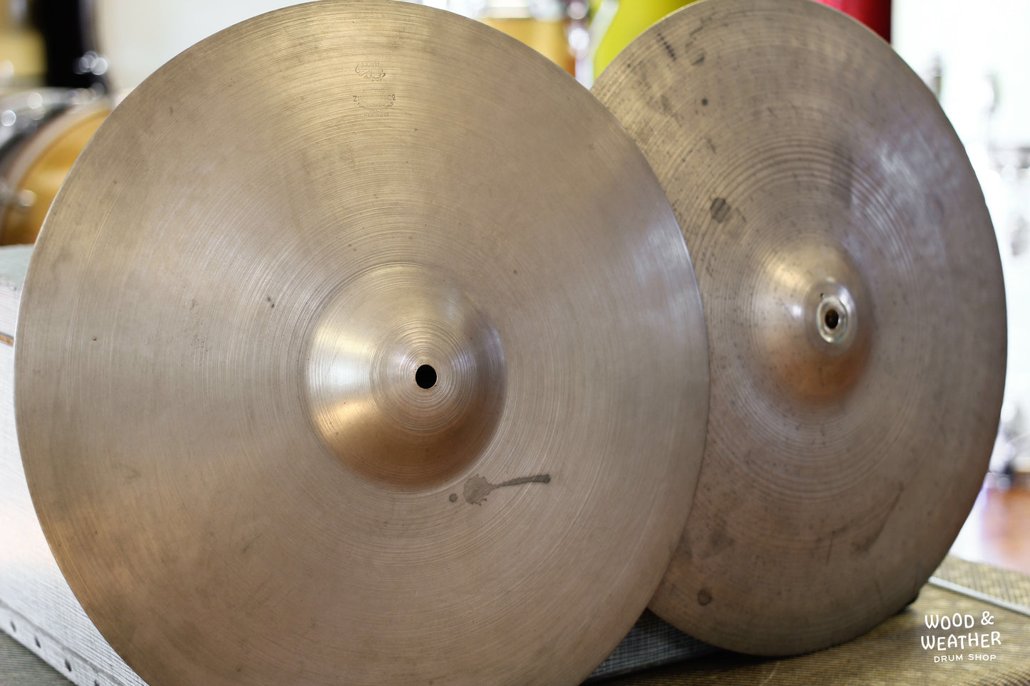 1946-53 A. Zildjian 15" "Trans Stamp" Hi-Hat Cymbals 815/1240g