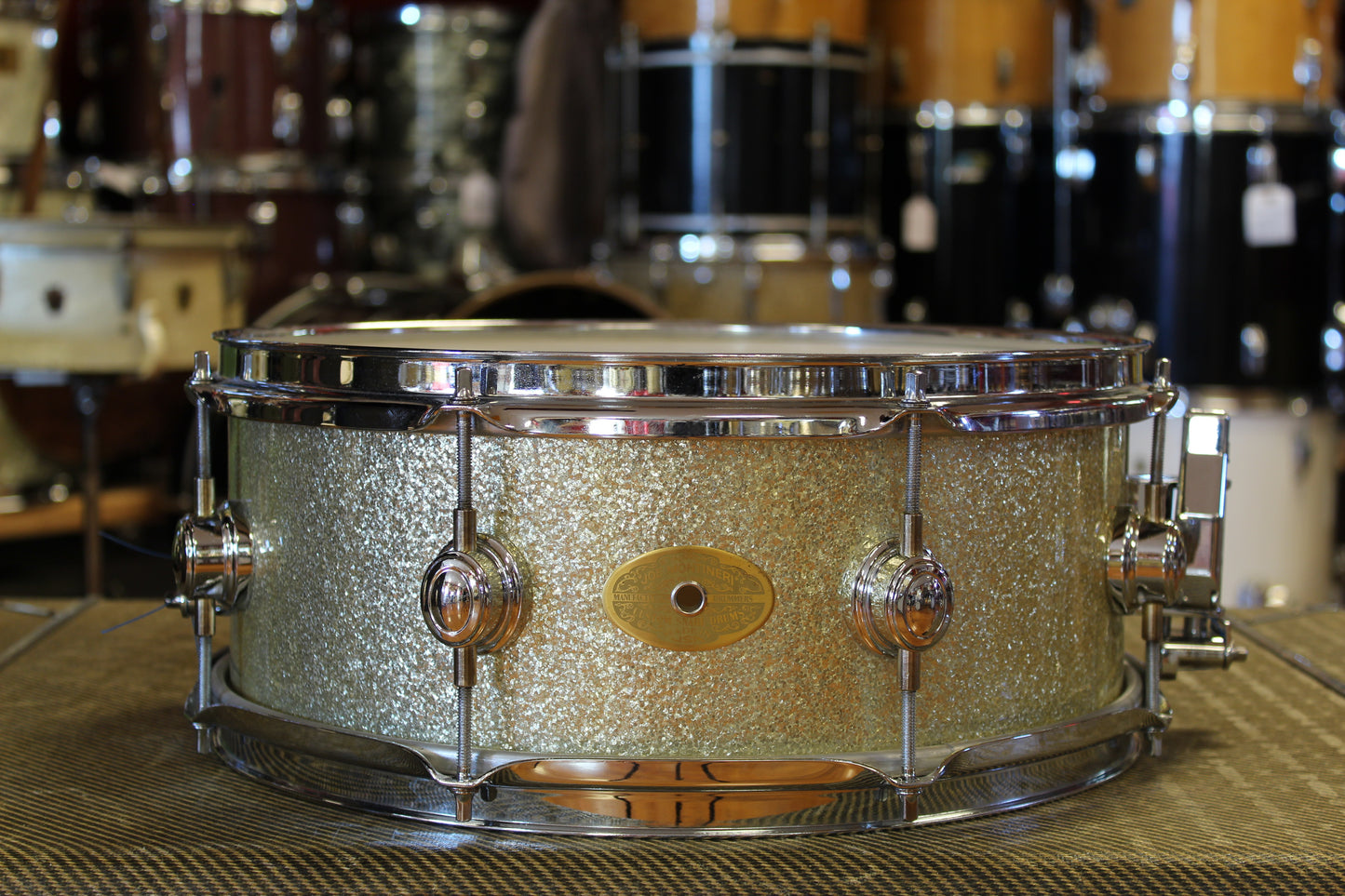 00's Montineri Custom Drums Maple/Poplar/Maple in Aged Silver Sparkle 14x24 16x16 9x13 5.5x14