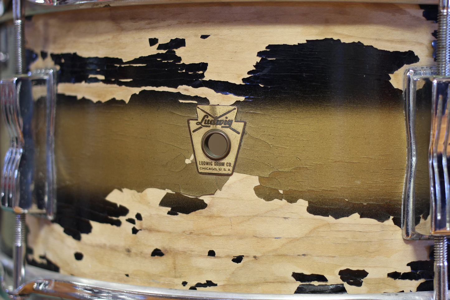 1962 Ludwig Pioneer Snare Drum 6.5"x14" in Black & Gold Duco