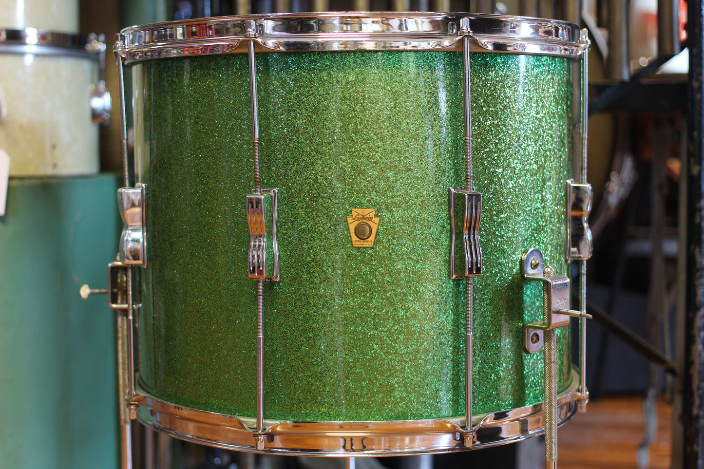 1960 Ludwig Pre Serial 12"x15" Club Date Floor Tom in Green Sparkle