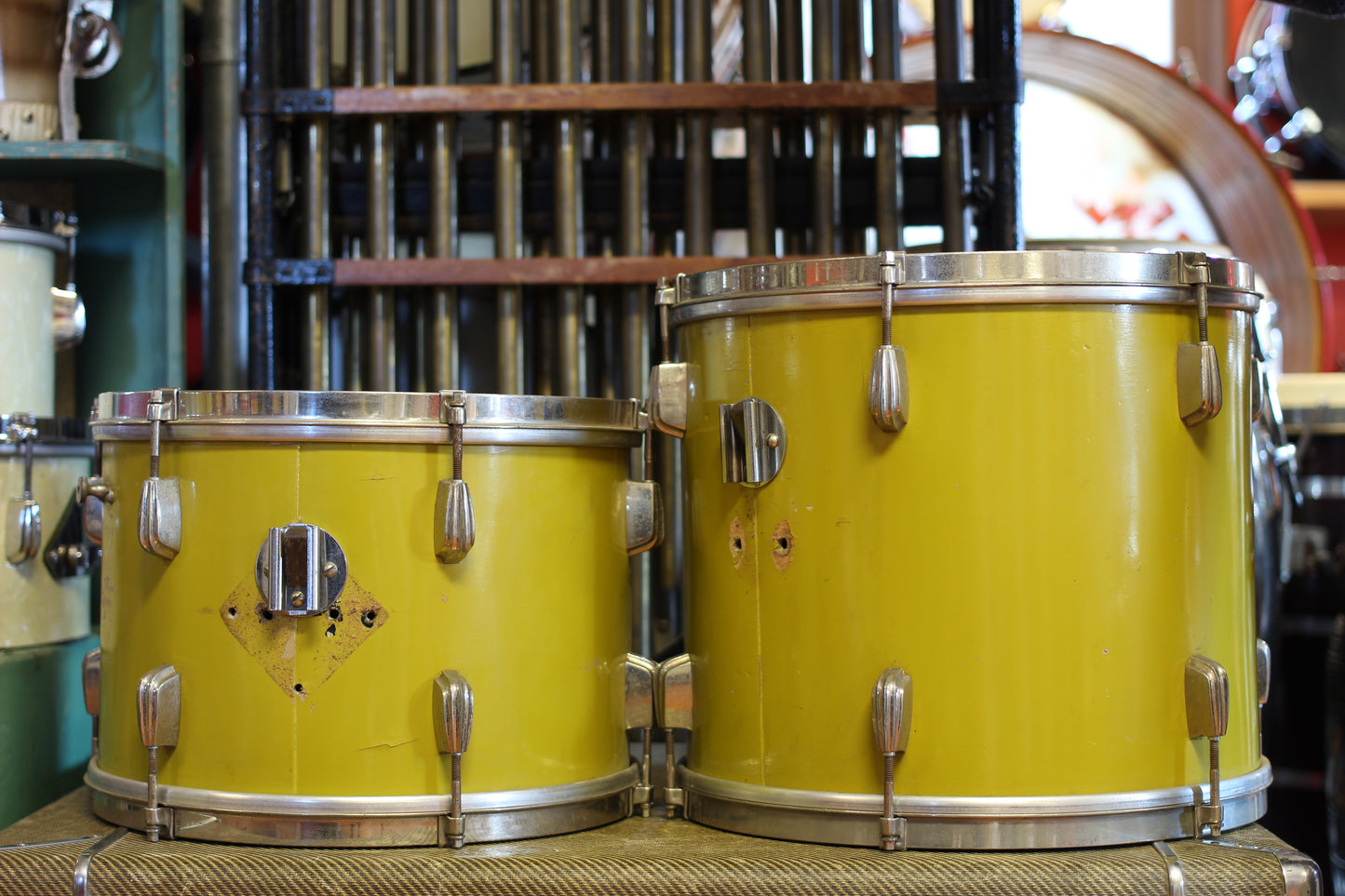 1940's Slingerland Radioking in Mustard Yellow Lacquer 14x20 16x16 12x14 9x13