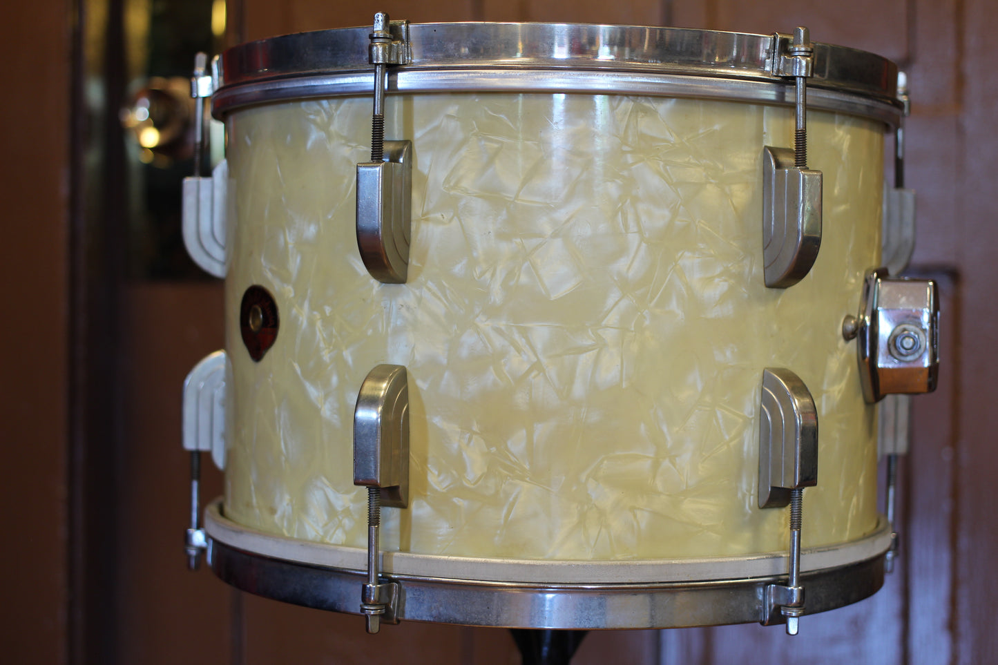 1950's Leedy & Ludwig Broadway in White Marine Pearl 14x24 16x16 9x13