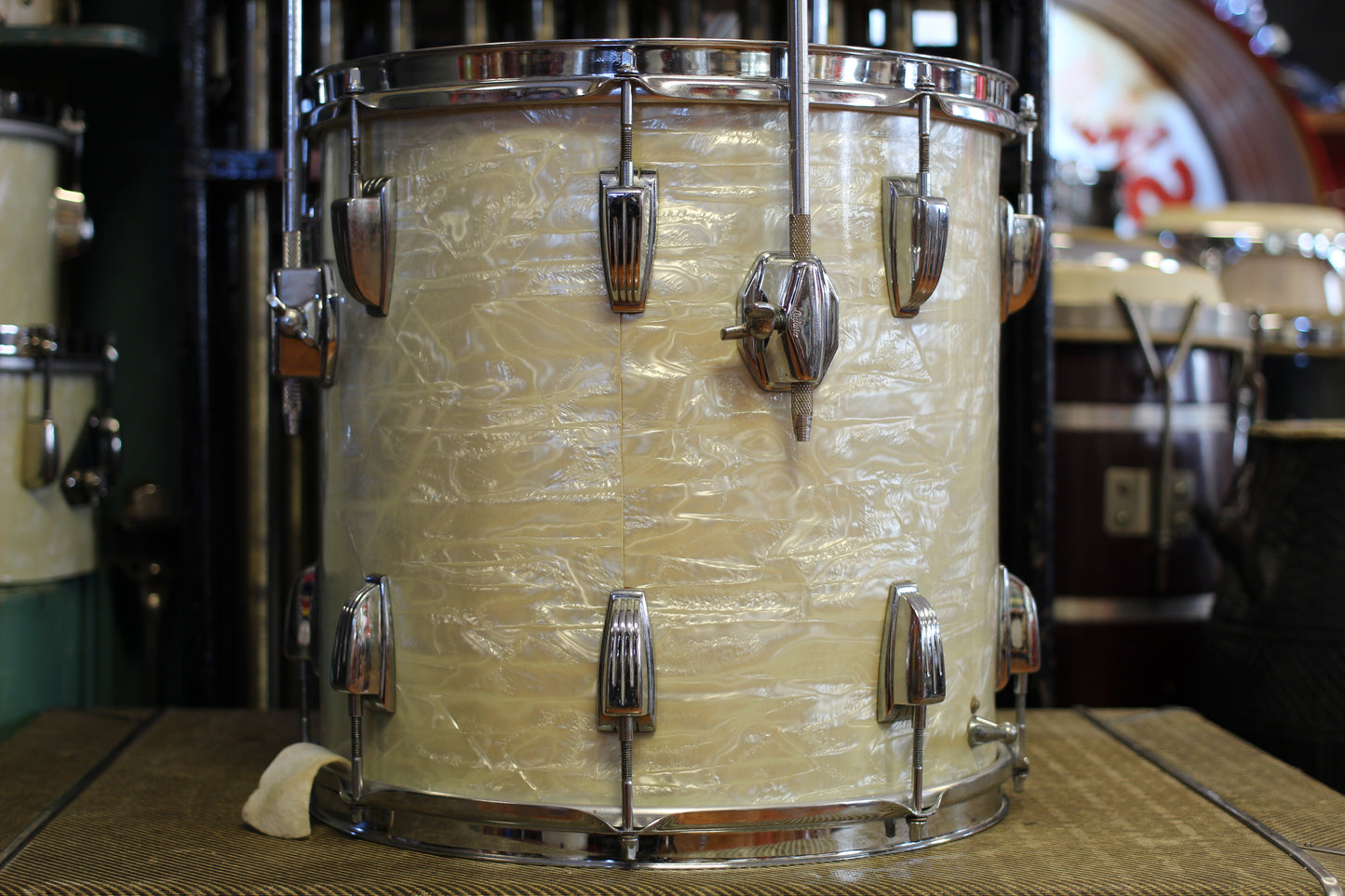 1964 Ludwig Downbeat in White Marine Pearl 14x20 14x14 8x12