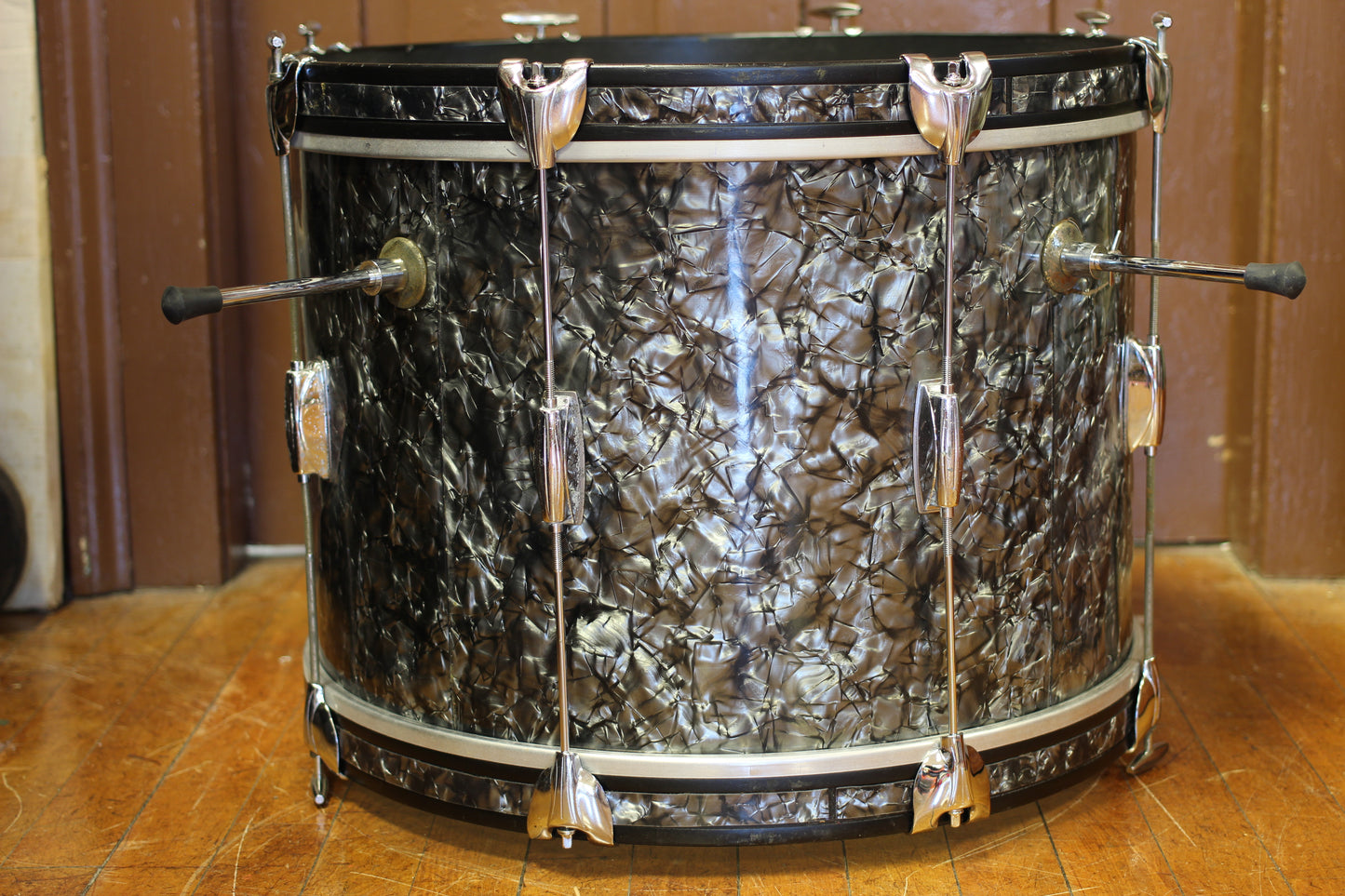 1960's Gretsch Playboy outfit in Black Diamond Pearl 14x20 14x14 8x12