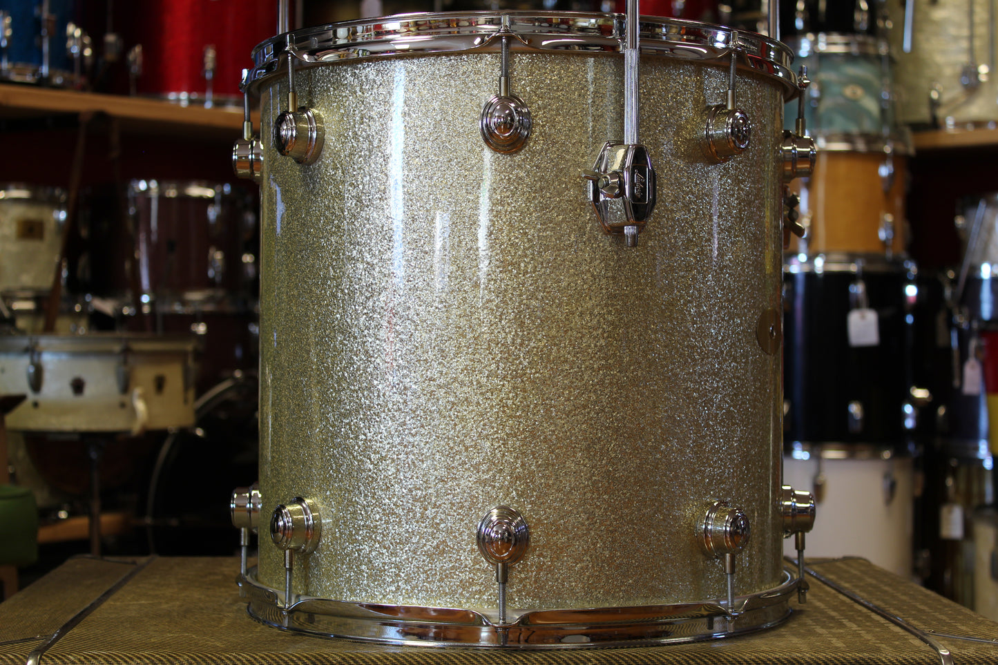 00's Montineri Custom Drums Maple/Poplar/Maple in Aged Silver Sparkle 14x24 16x16 9x13 5.5x14