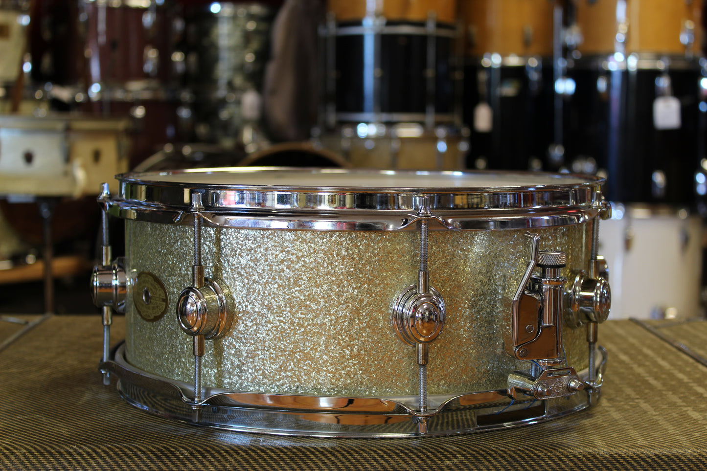 00's Montineri Custom Drums Maple/Poplar/Maple in Aged Silver Sparkle 14x24 16x16 9x13 5.5x14