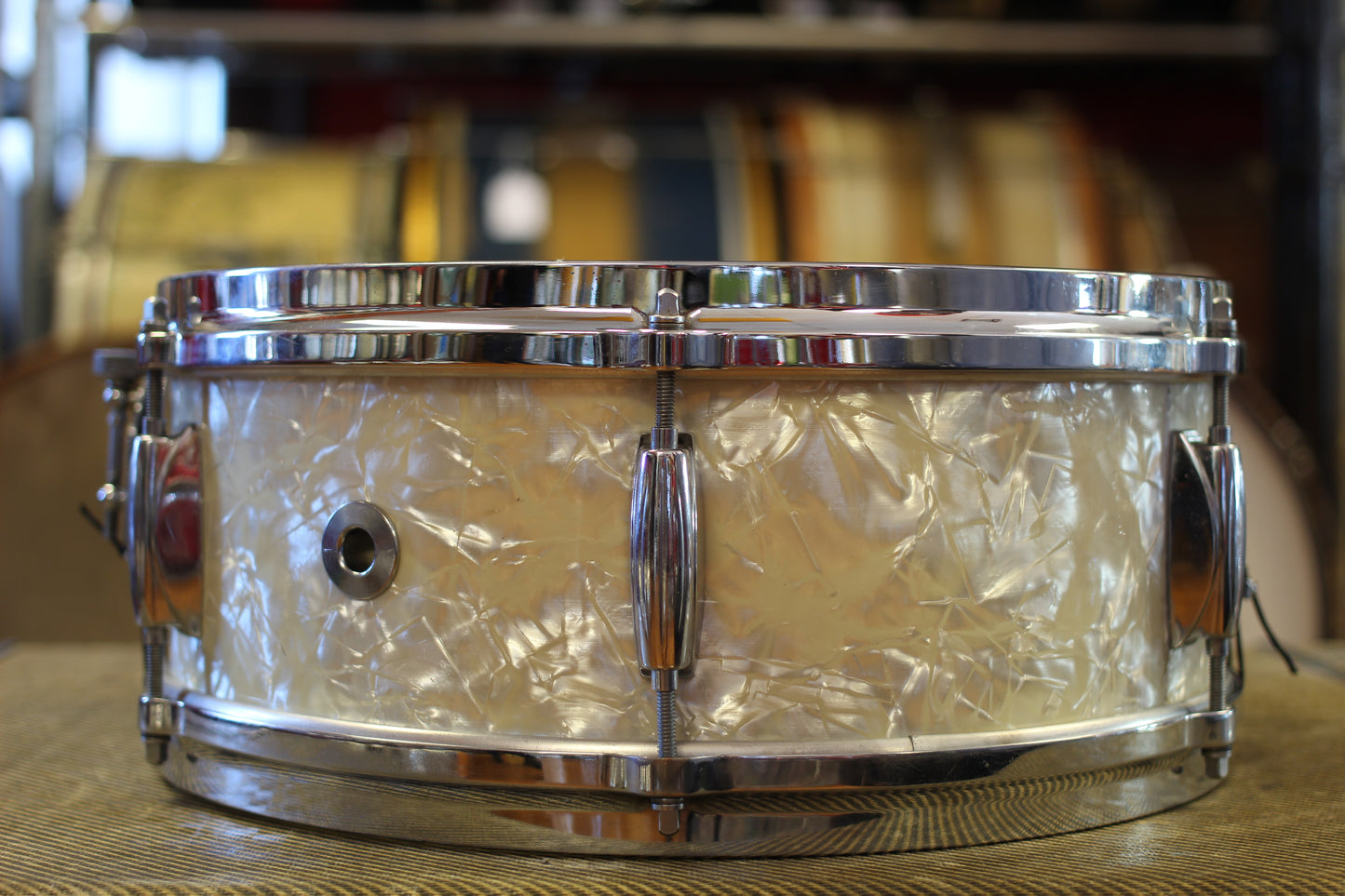 1960's Gretsch Dixieland 5.5"x14" in White Marine Pearl
