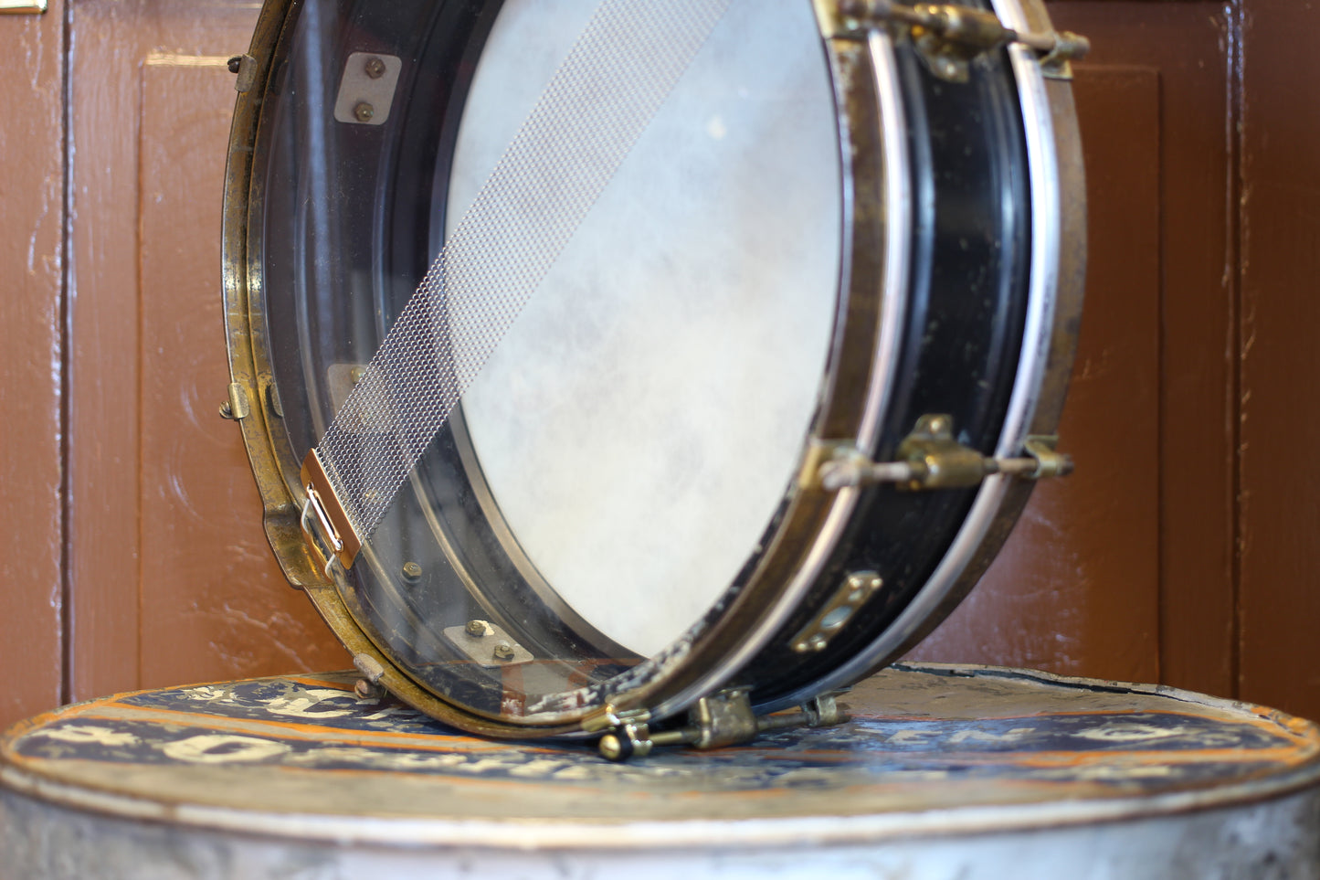 1930's Leedy Selmer Black Elite 4"x14" in Black Enamel over Brass