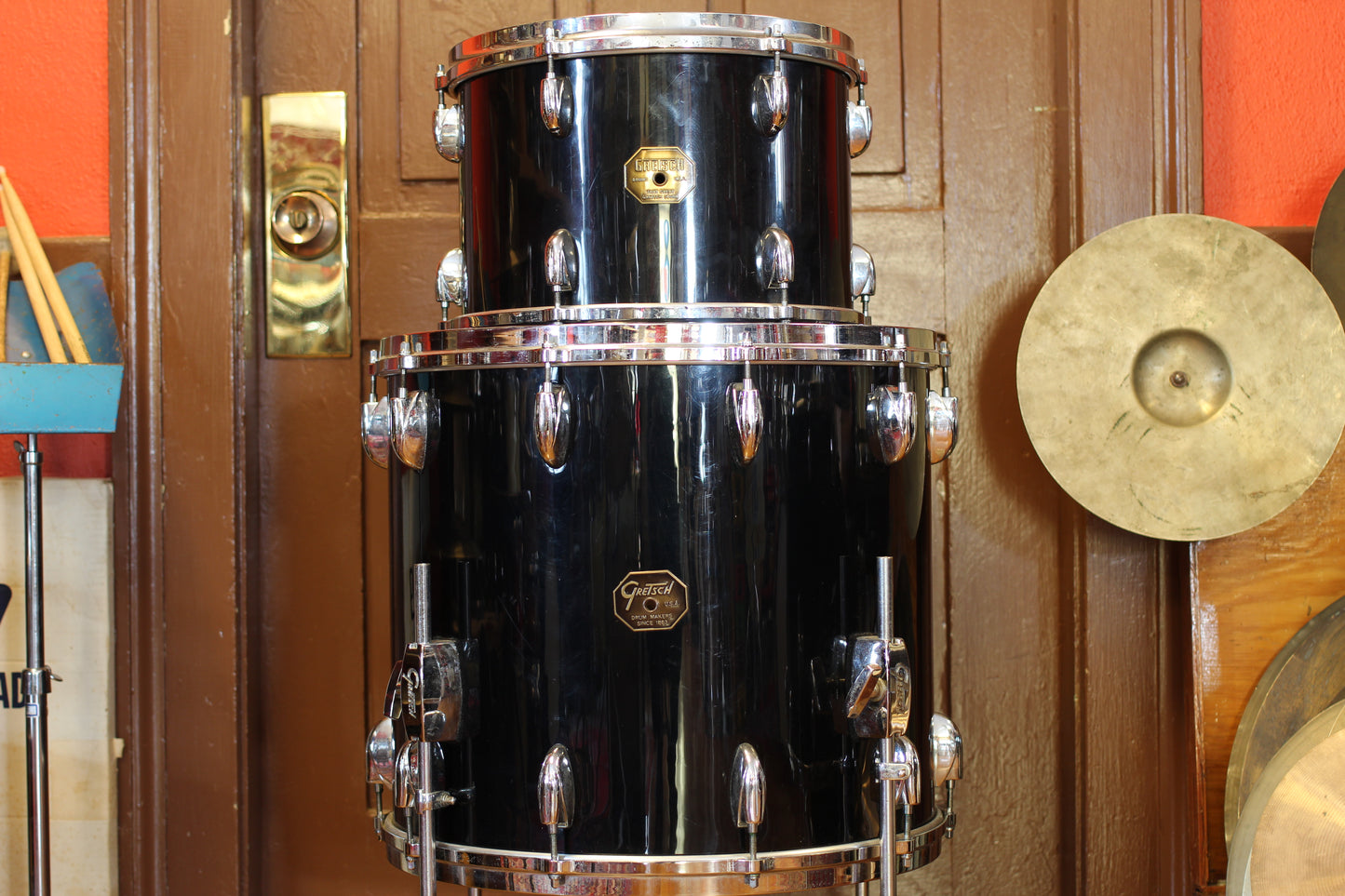 1970's Gretsch in Black Nitron 14x24 16x18 16x16 9x13 8x12