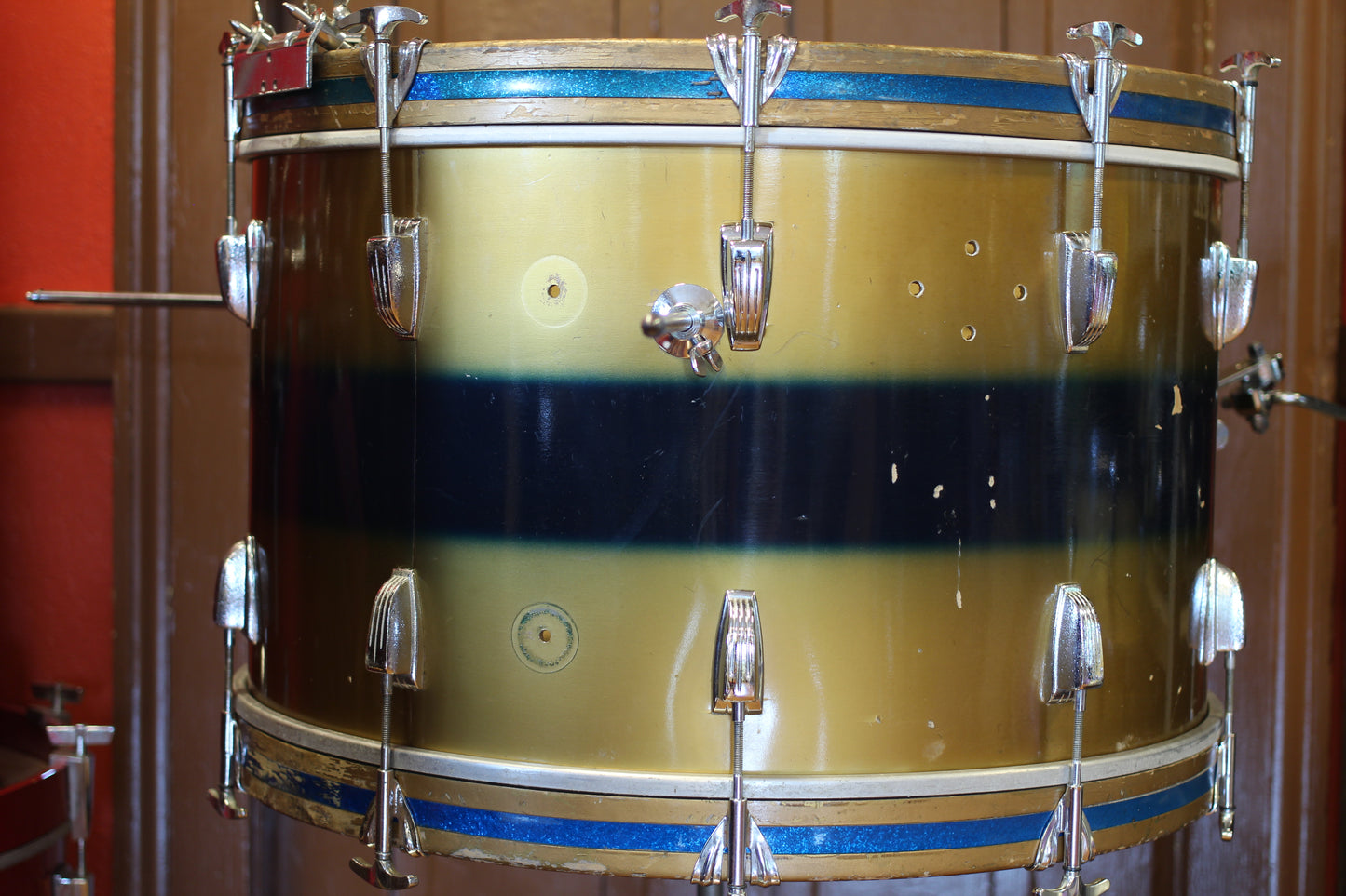 1960/70's Ludwig Deluxe Classic in Gold & Blue Duco 14x24 16x16 9x13