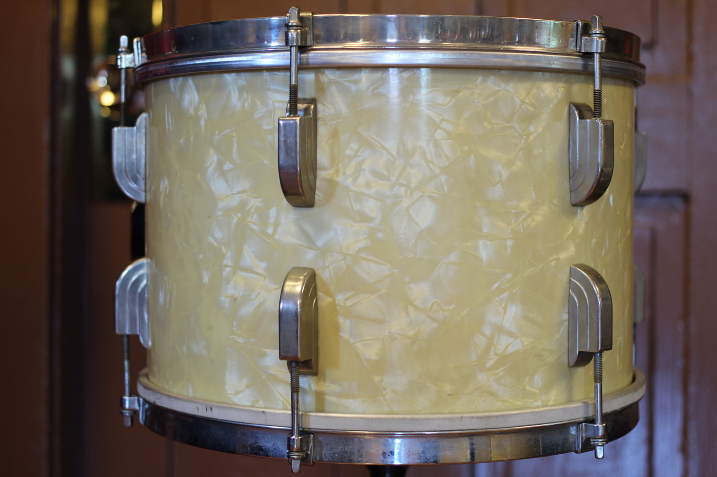 1950's Leedy & Ludwig Broadway in White Marine Pearl 14x24 16x16 9x13