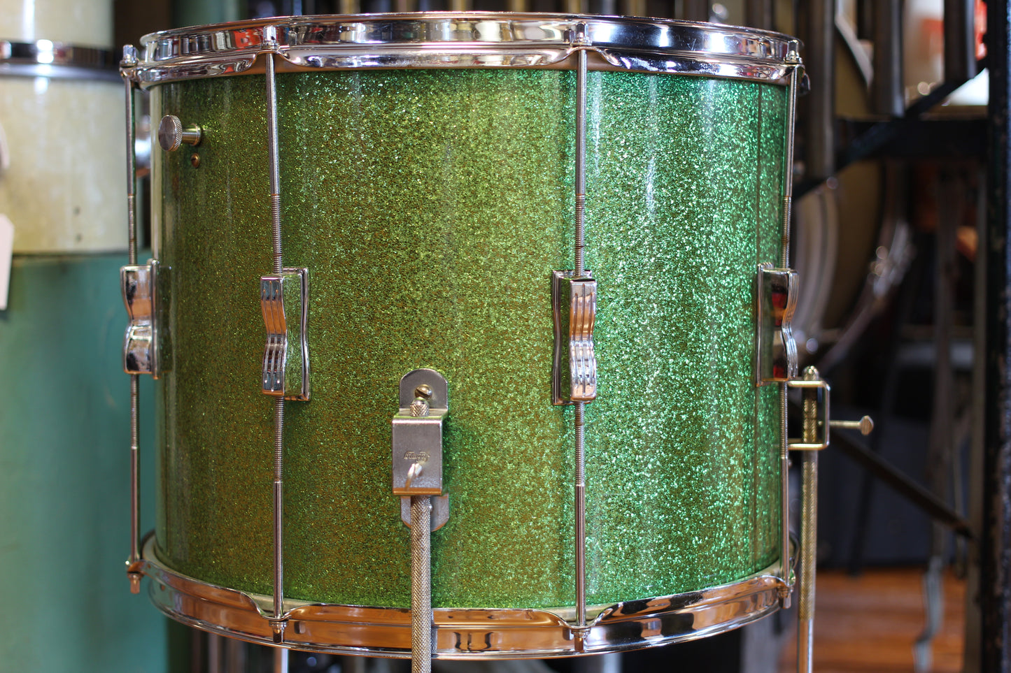 1960 Ludwig Pre Serial 12"x15" Club Date Floor Tom in Green Sparkle