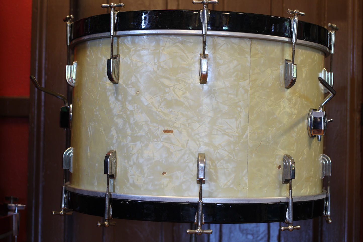 1950's Leedy & Ludwig Broadway in White Marine Pearl 14x24 16x16 9x13
