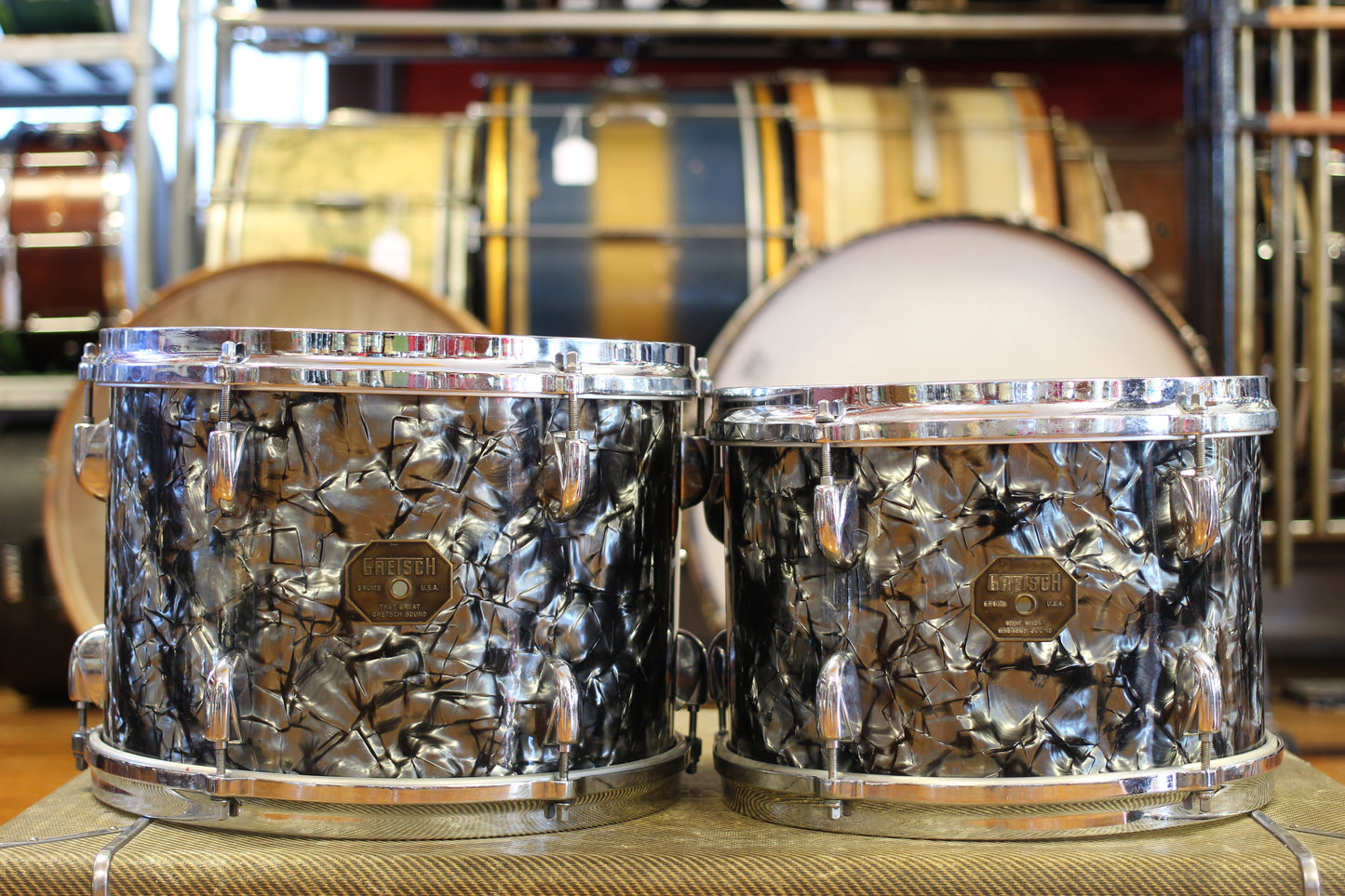 1970's Gretsch 'Blackhawk' in Black Diamond Pearl 14x22 16x16 9x13 8x12