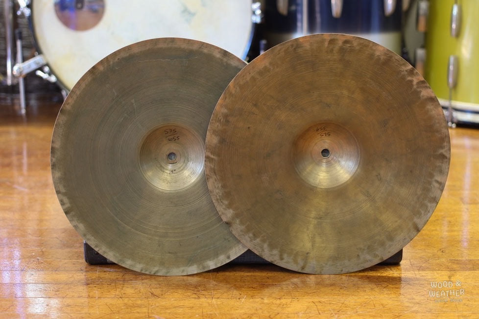 1930s A. Zildjian 14" "First Stamp" Hi-Hat Cymbals 575/655g